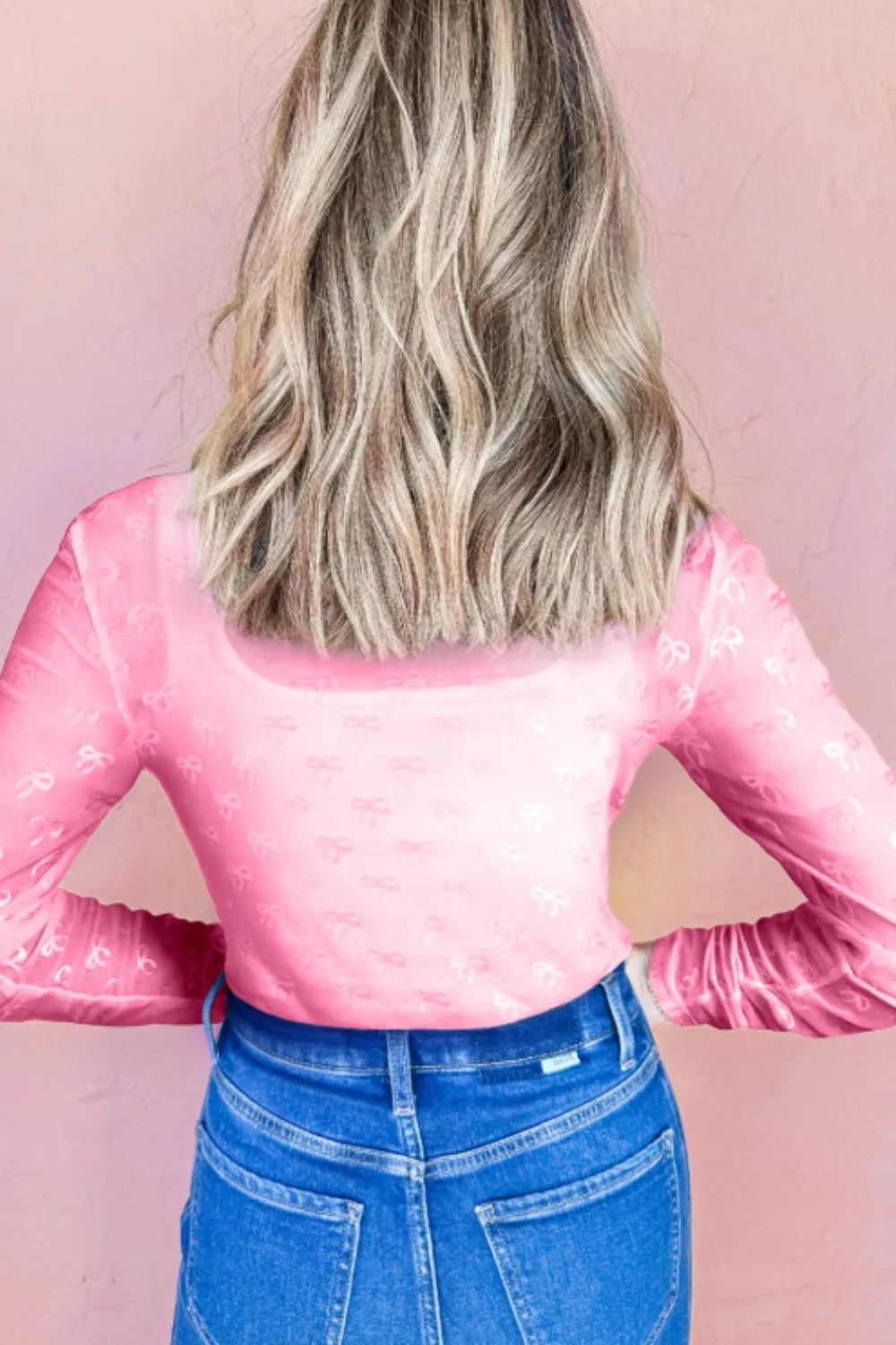 Bow Round Neck Long Sleeve Top, image 5