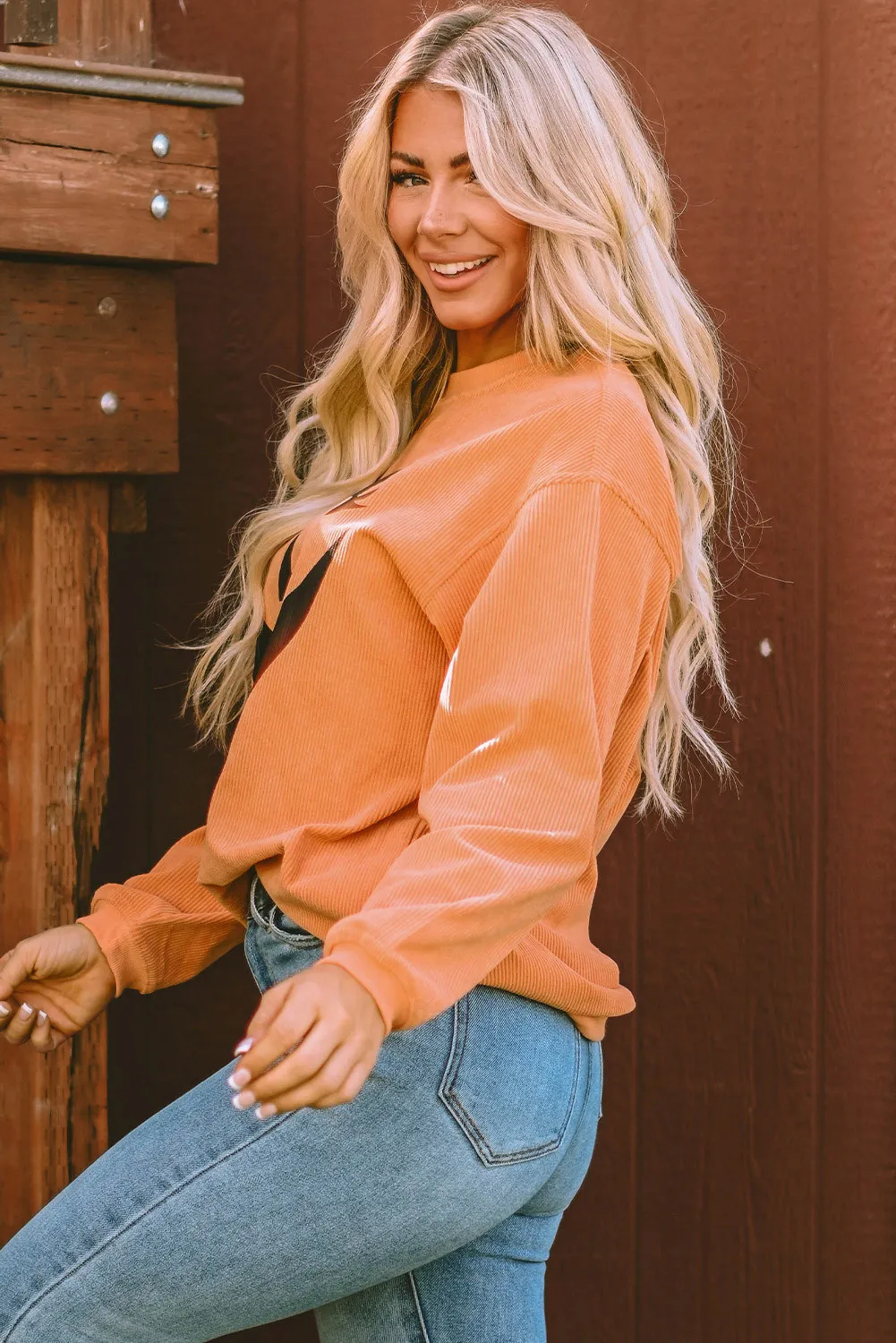 Round Neck Dropped Shoulder Jack-O'-Lantern Graphic Sweatshirt, image 4
