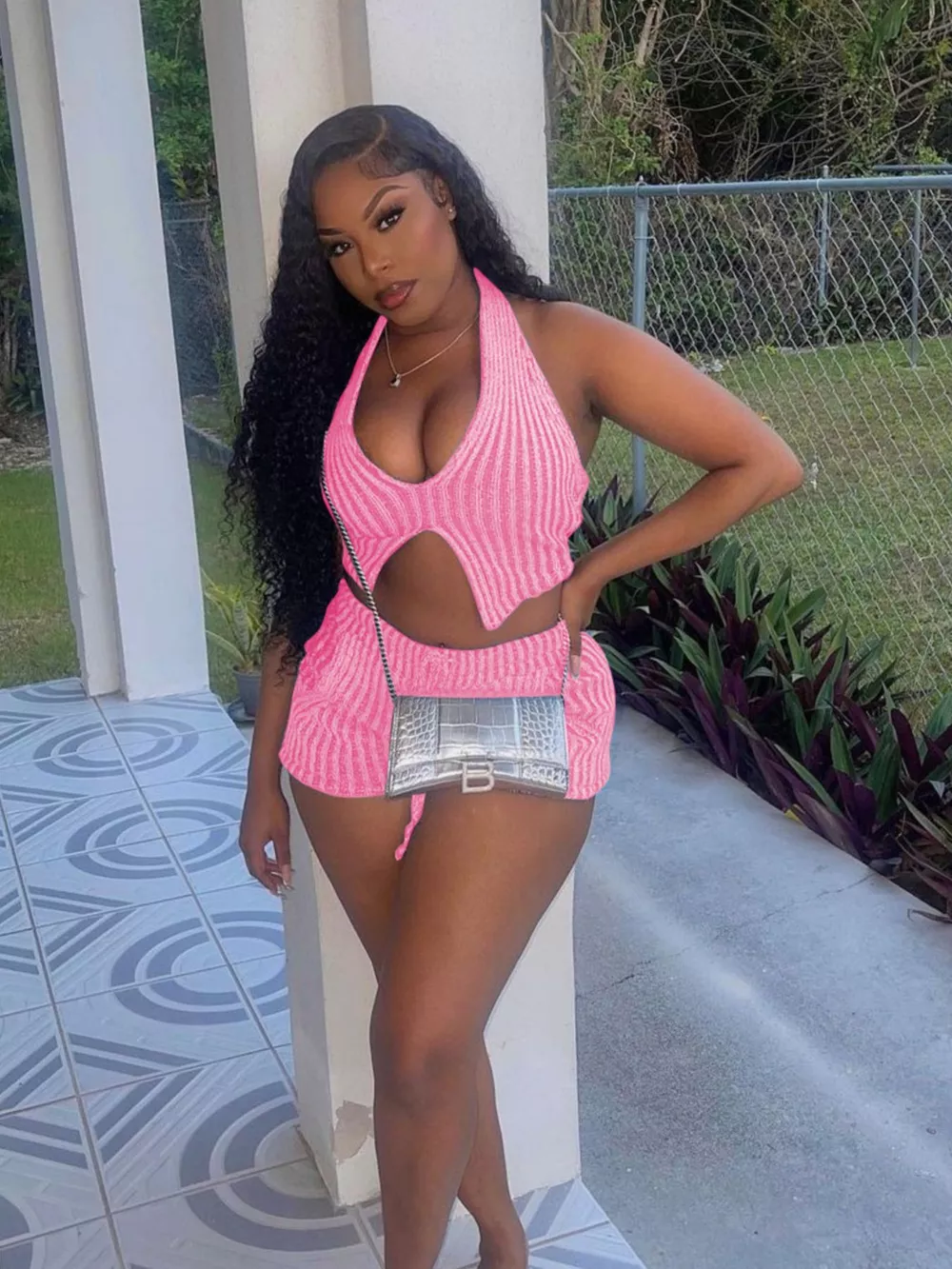 Halter Neck Top and Shorts Sweater Set, image 8