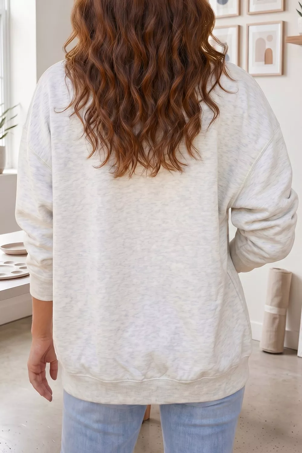 Camo Print PRAY Letter Open Front Tunic Sweatshirt, image 3