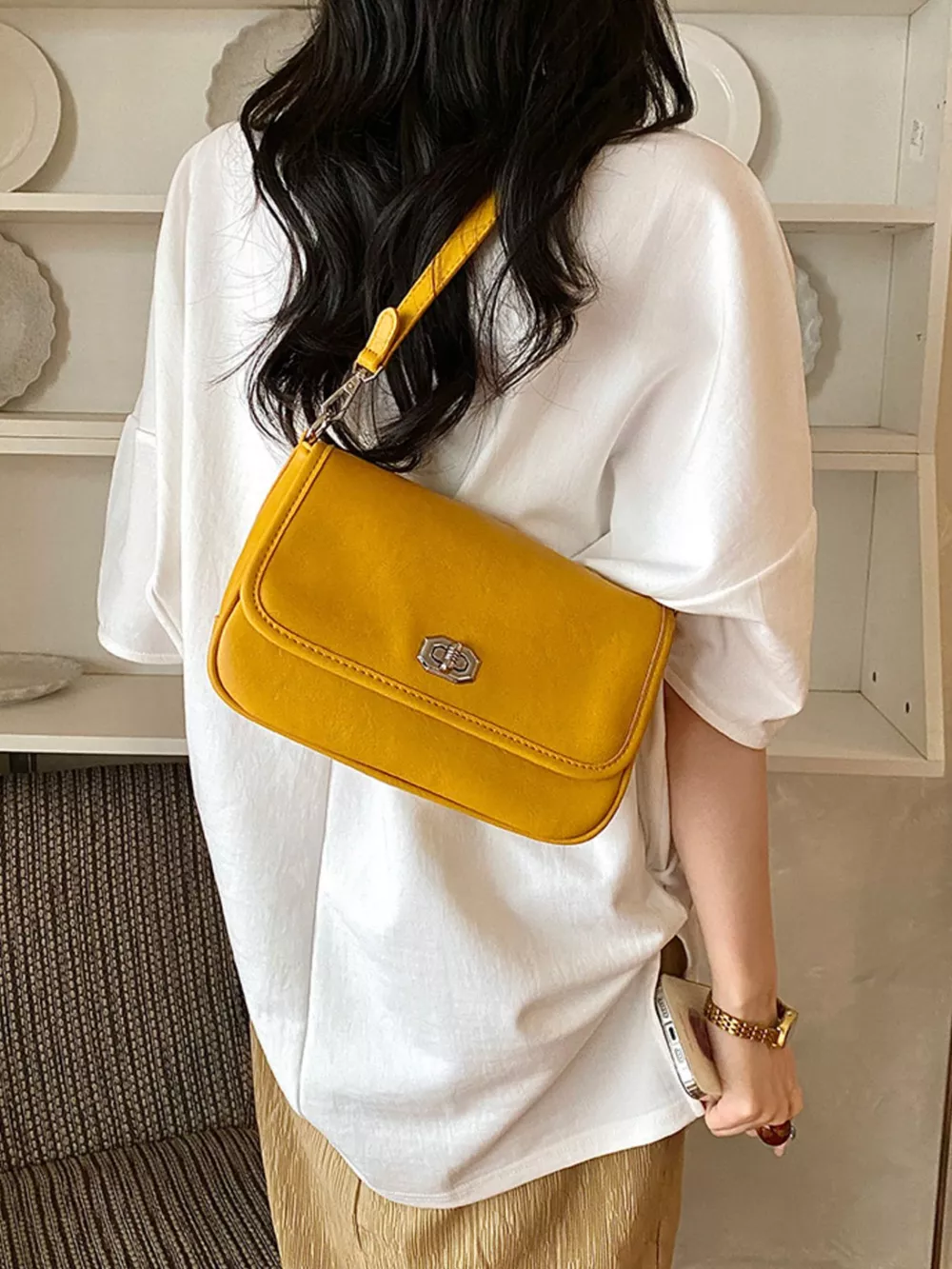 Twist Lock Flap Shoulder Bag, image 12