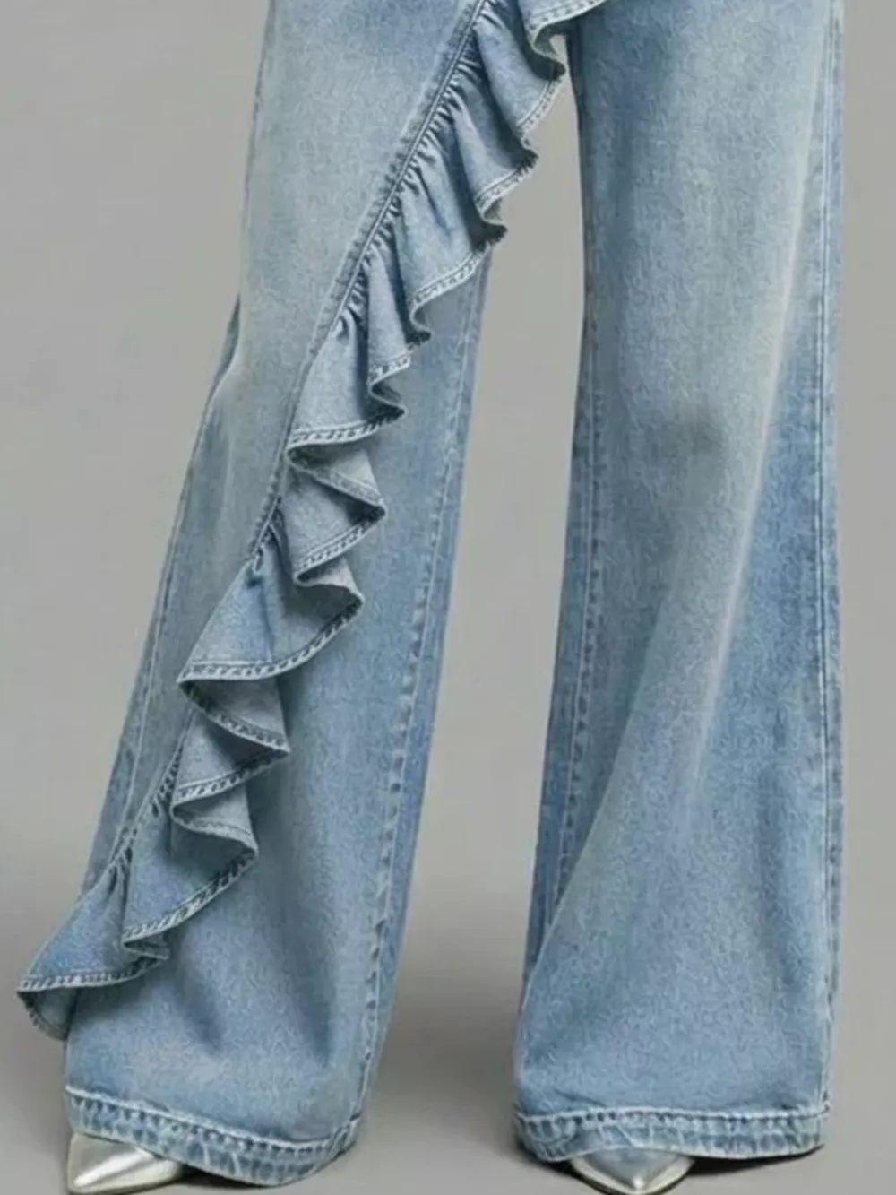 Full Size Ruffled Wide-Leg Jeans Plus Size, image 4