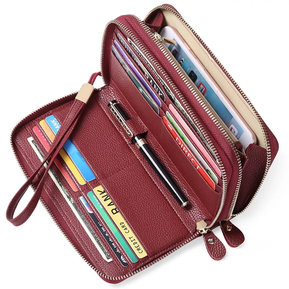 Double Zipper Leather Wallet, image 5