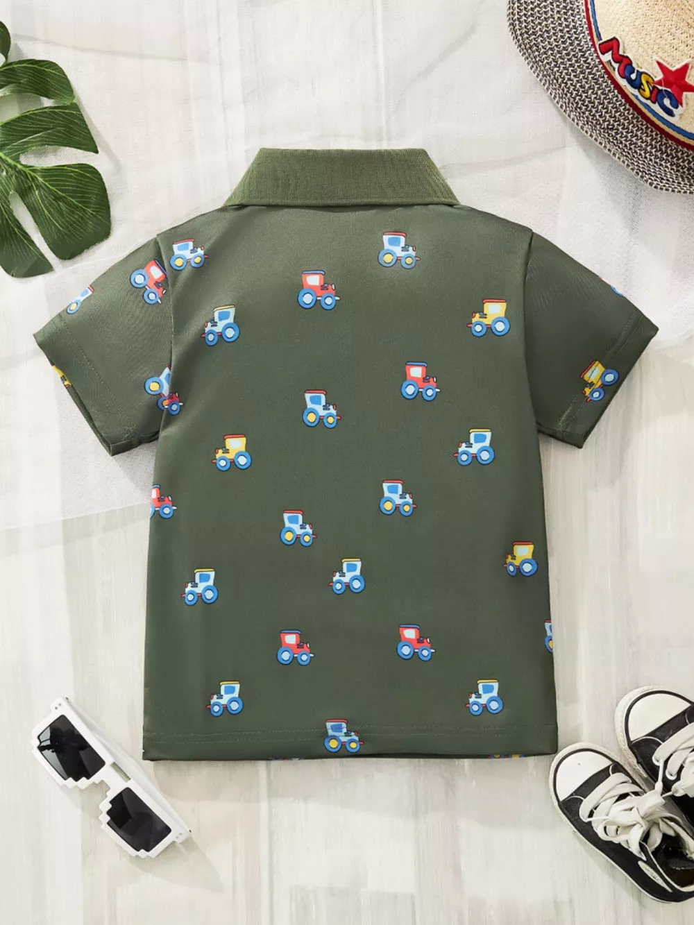 Children's Tractor Print Casual Polo Shirt, image 5