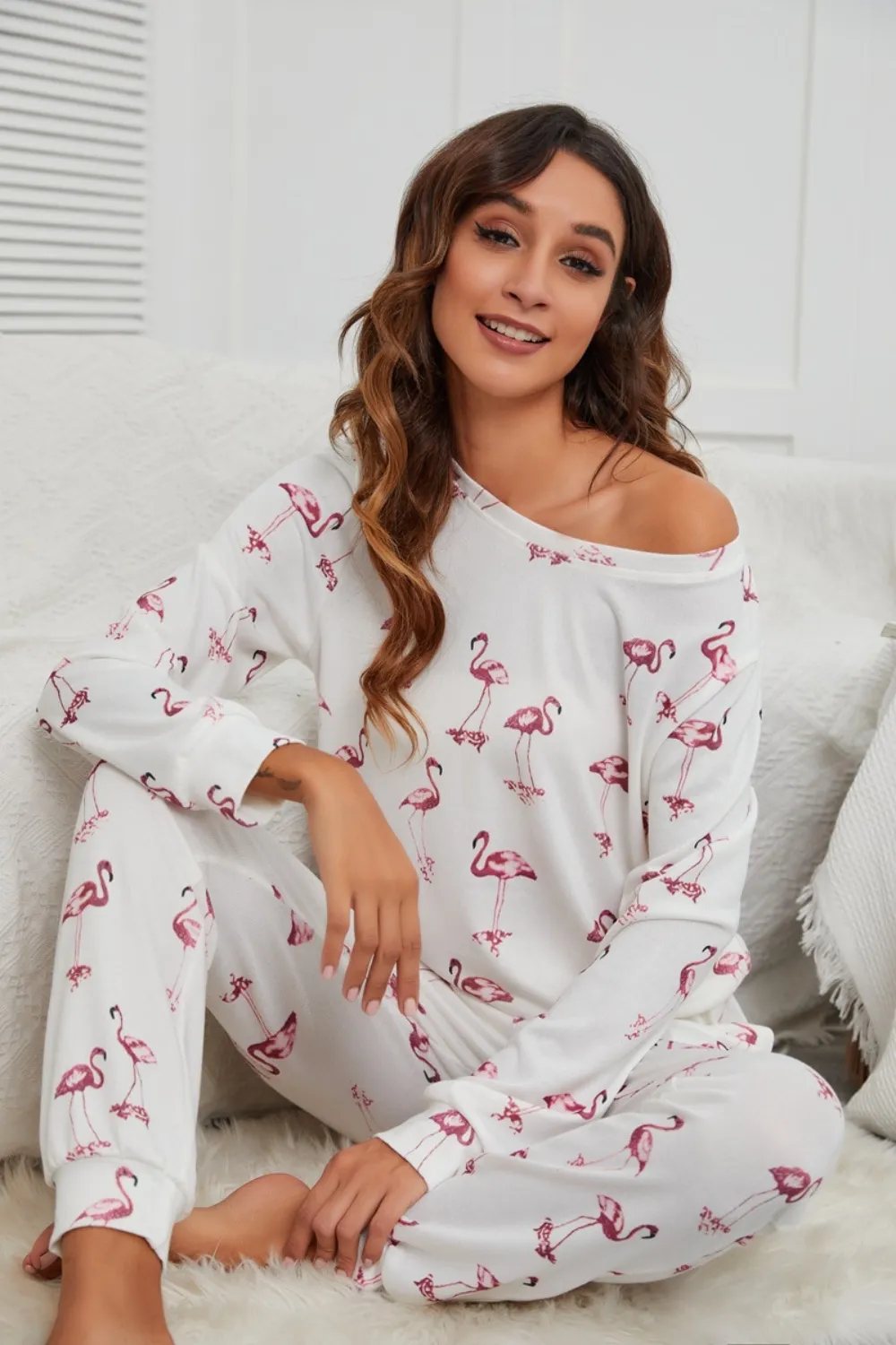 Flamingo Long Sleeve Top and Pants Lounge Set, image 7