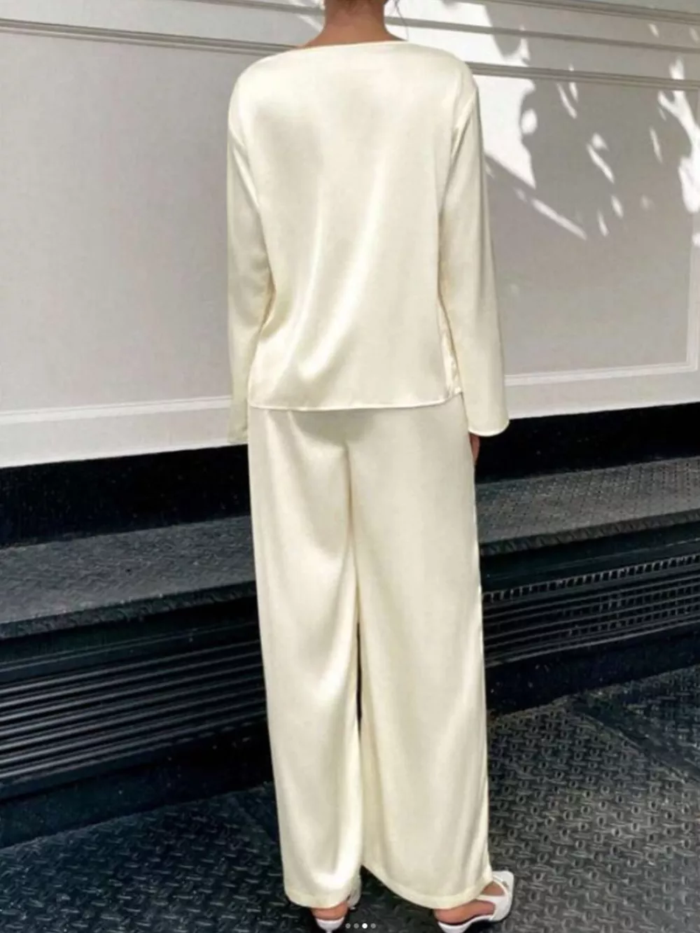 Round Neck Long Sleeve Top and Pants Set, image 4