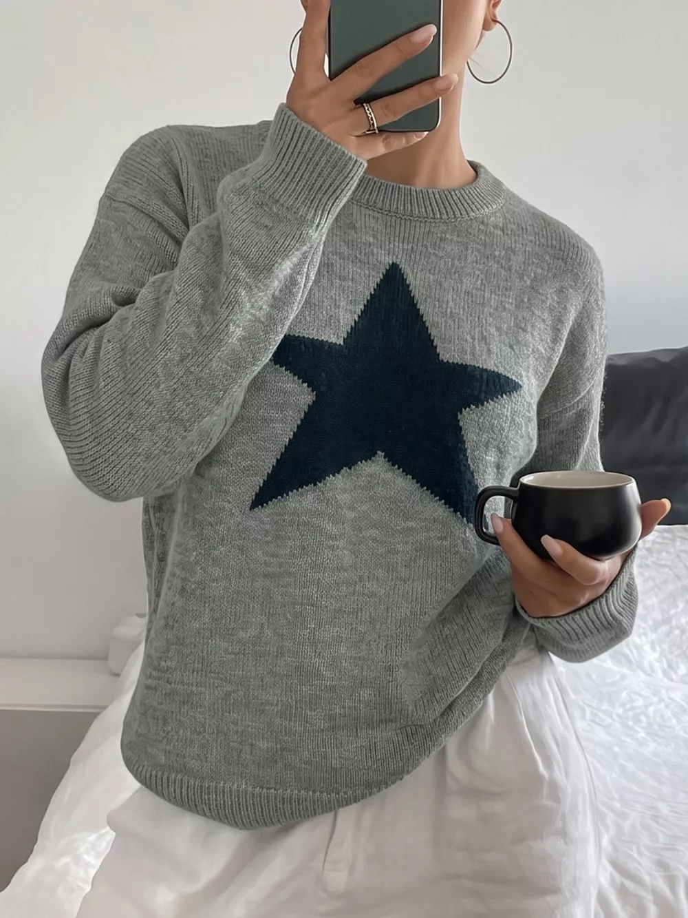 Star-Patterned Dropped Shoulder Sweater, image 2