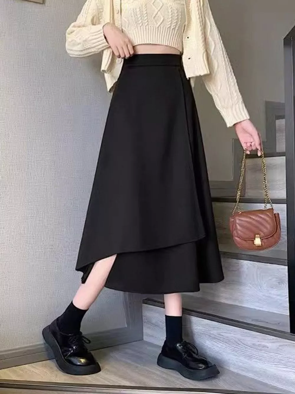 Asymmetrical Hem A-Line Skirt, image 7