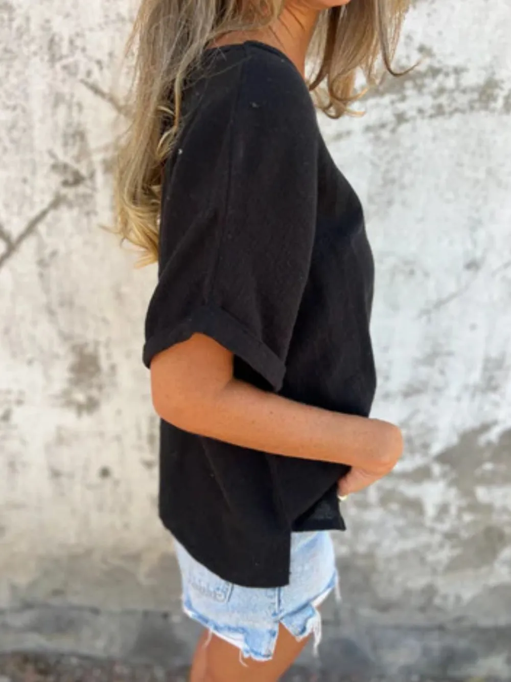 Full Size Round Neck Short Sleeve T-Shirt Plus Size, image 13