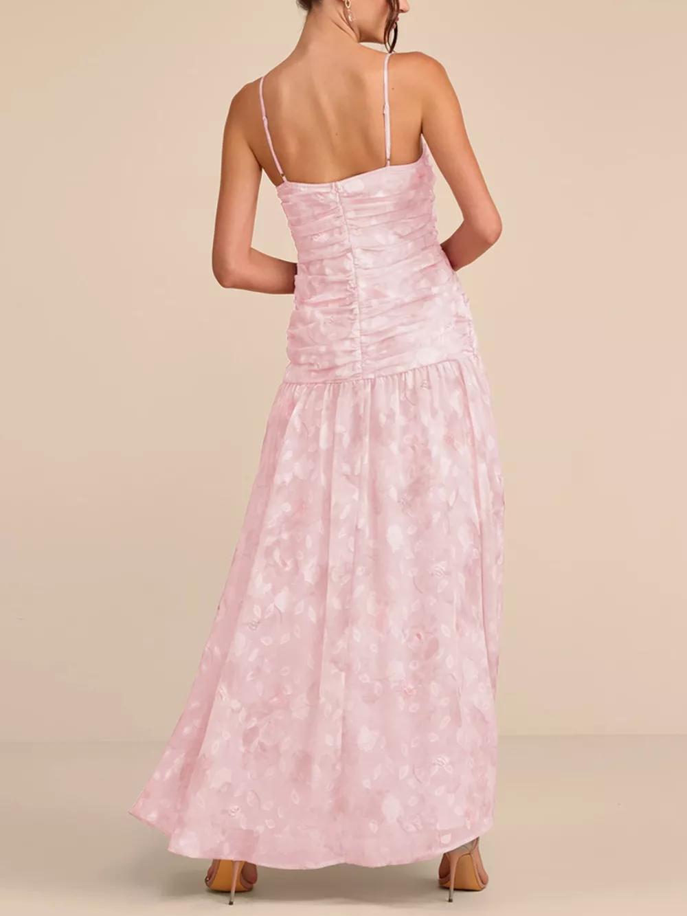 Ruched Spaghetti Strap Maxi Dress, image 9