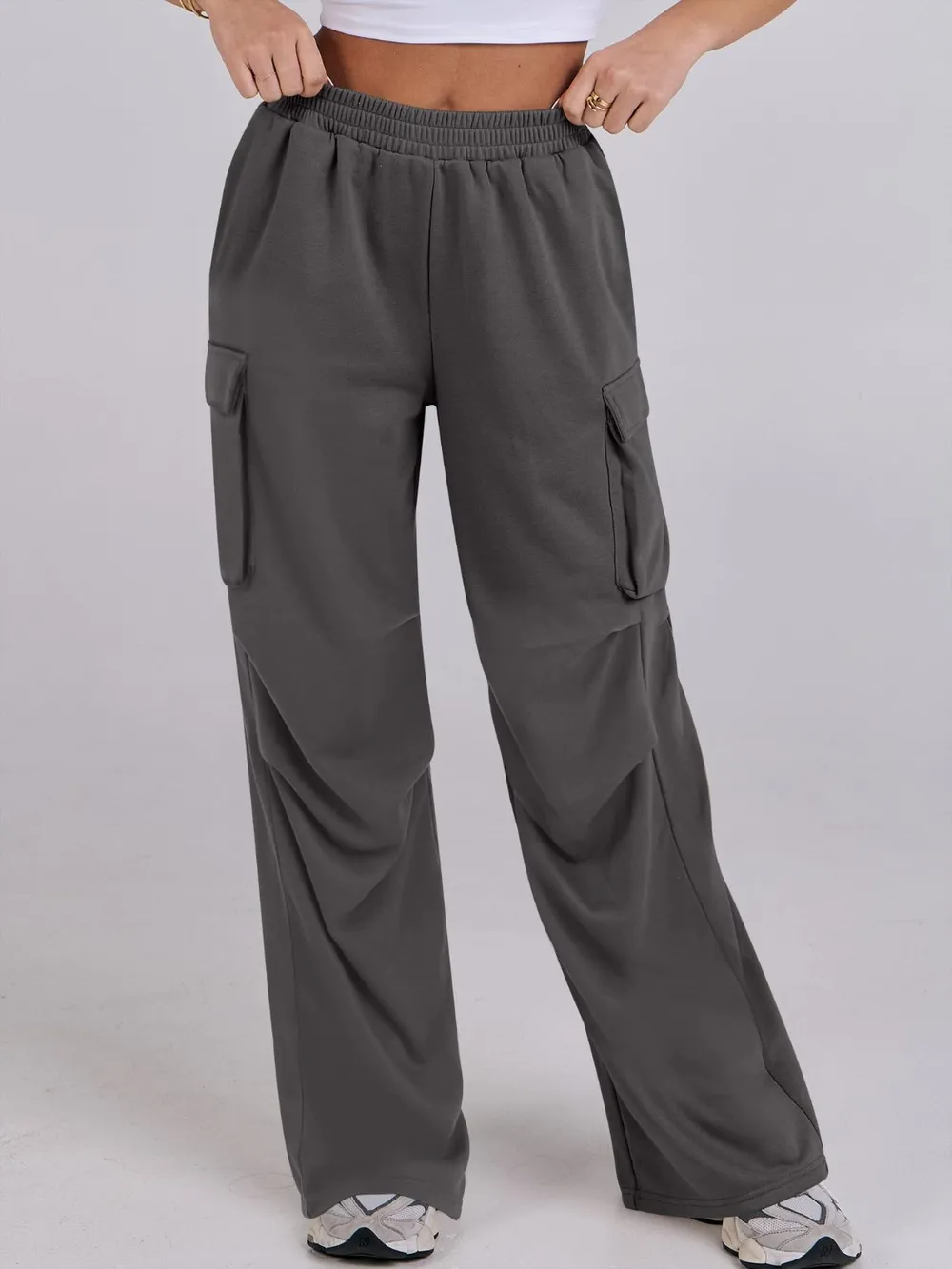 Elastic Waist Wide Leg Pants with Pockets, image 25