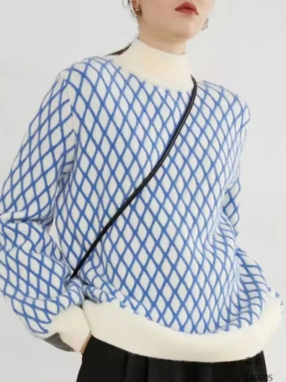 Geometric Pattern Turtleneck Sweater, image 4