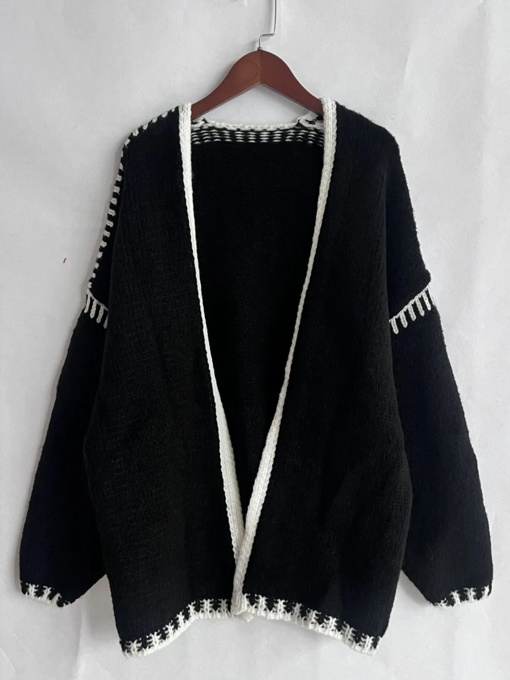 Contrast Open Front Dropped Shoulder Cardigan, image 18
