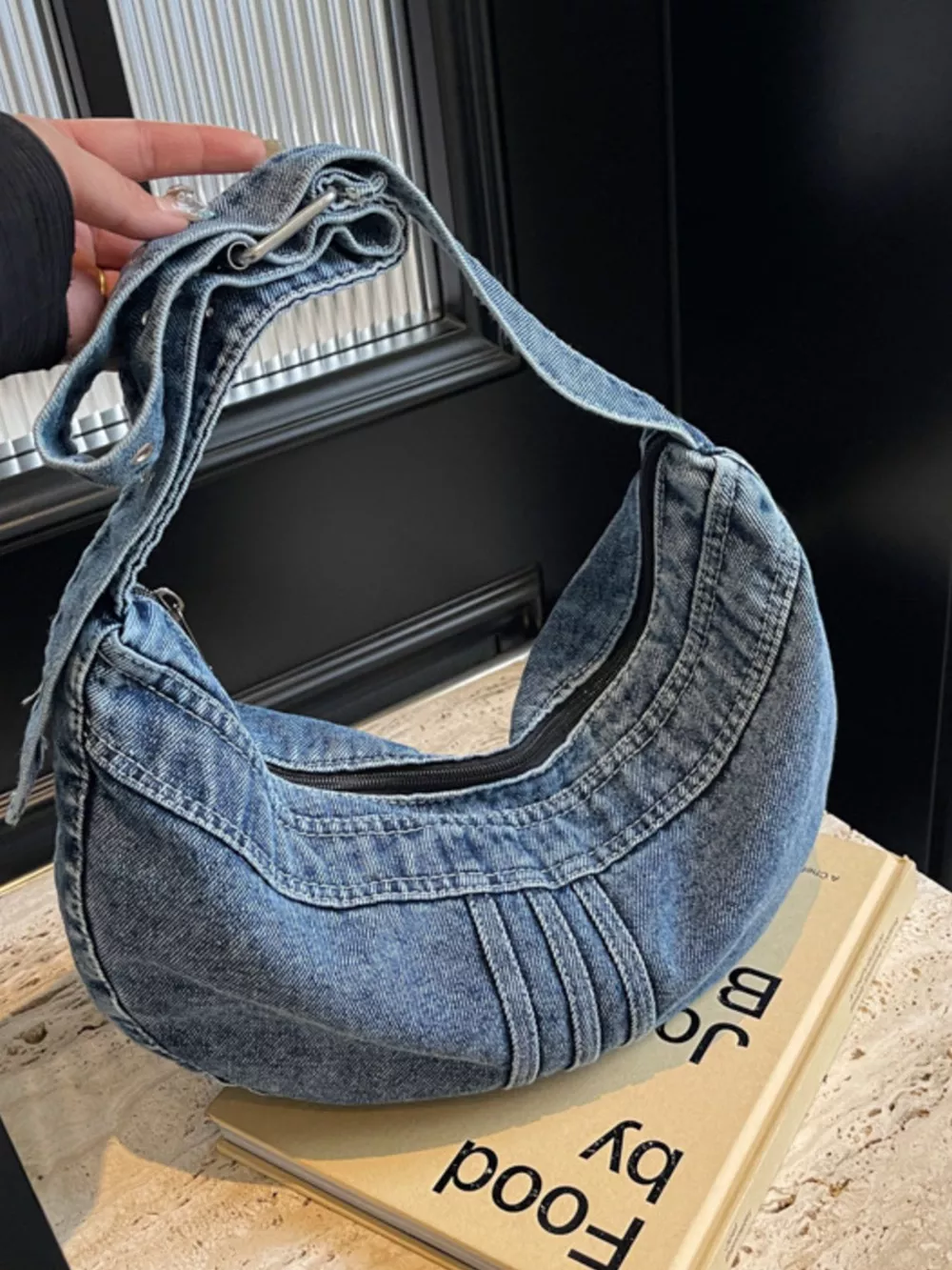 Denim Adjustable Strap Crossbody Bag, image 6