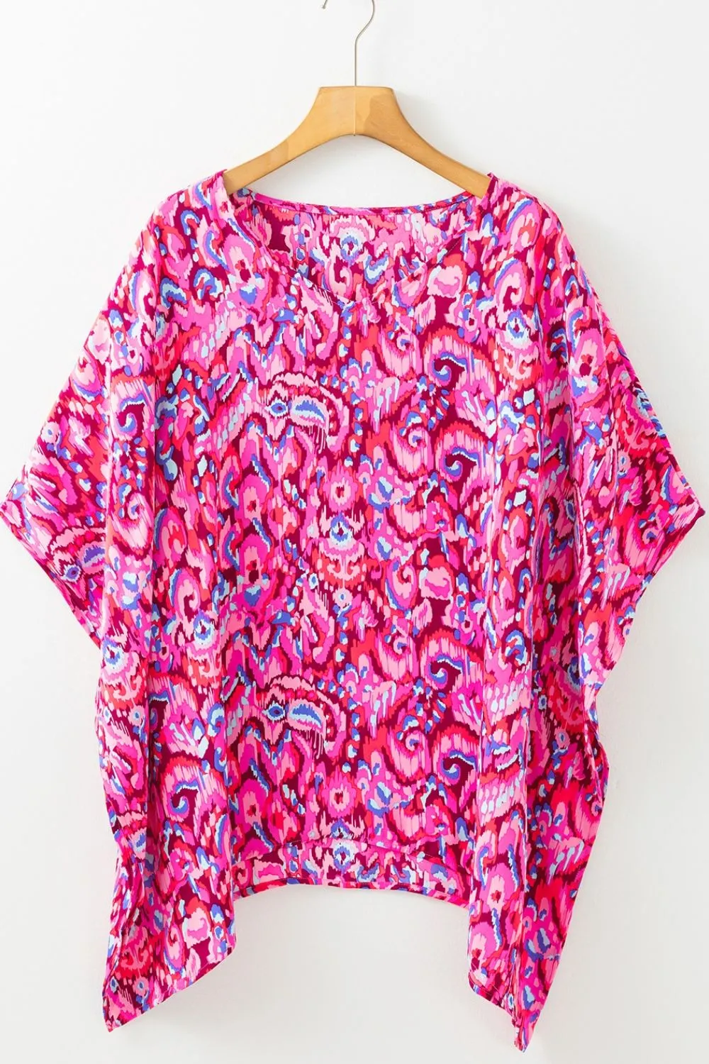 Abstract Print V Neck Half Sleeve Loose Fit Blouse, image 12
