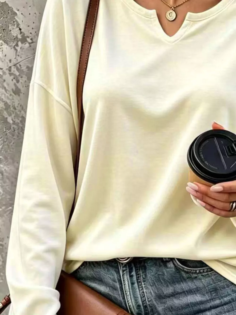 Full Size Solid Color Long Sleeve Loose T-Shirt Plus Size