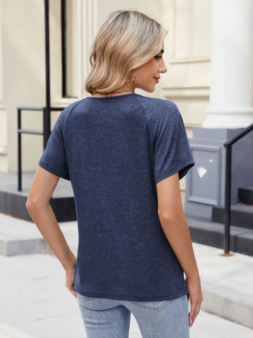Lace Detail Round Neck Short Sleeve Blouse, image 21