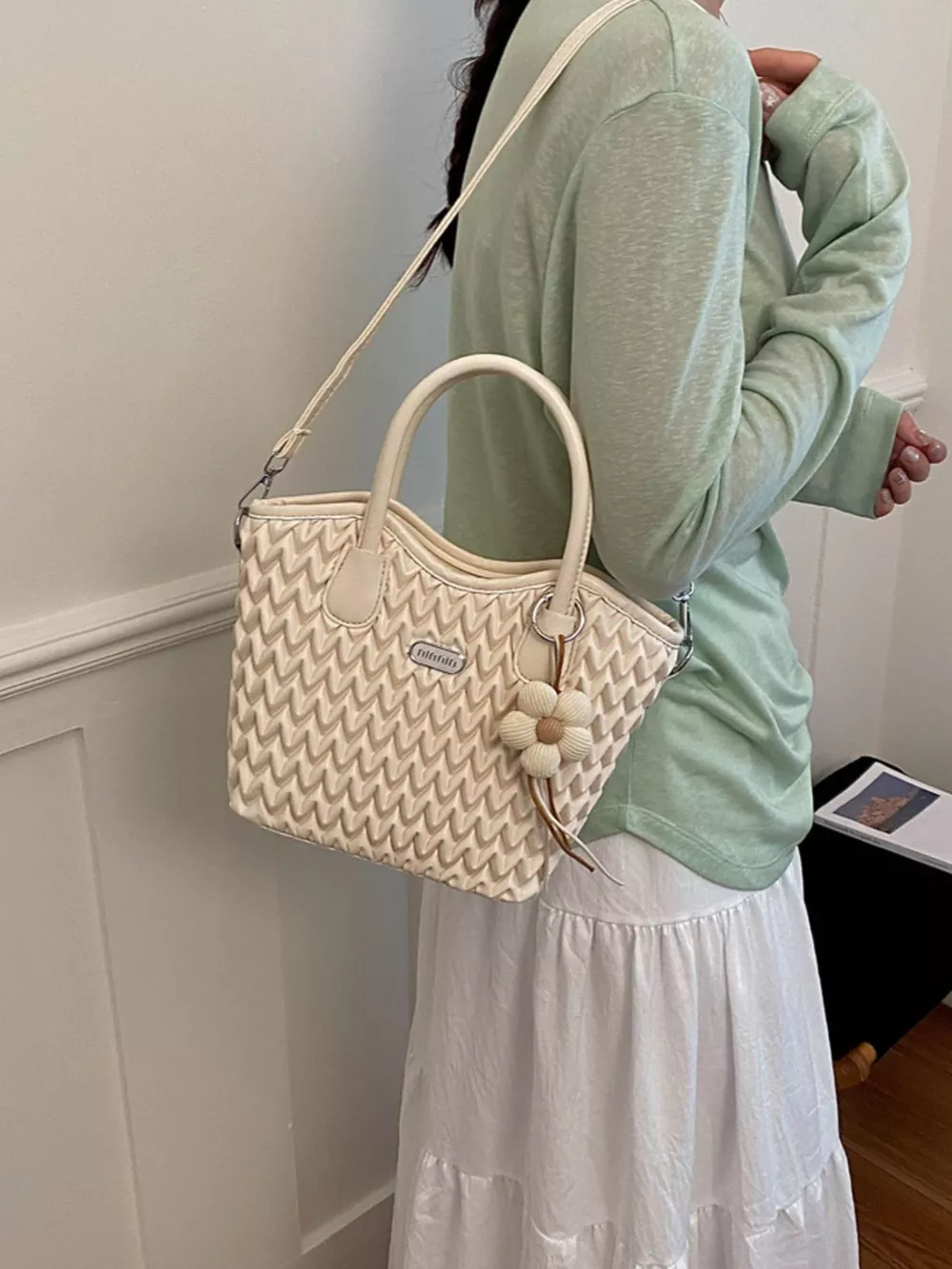Top Handle Texture Crossbody Bag, image 7
