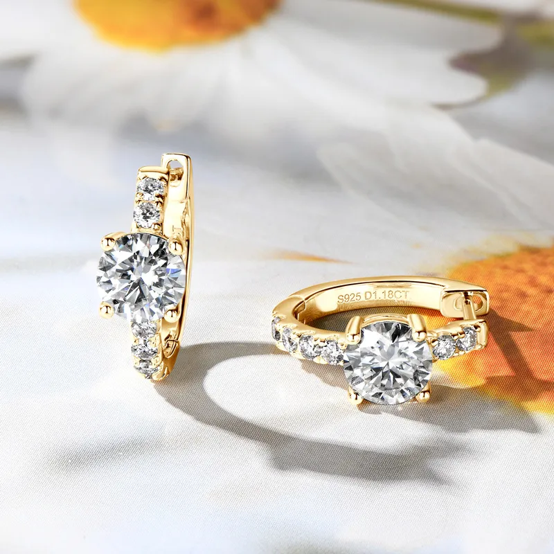 2.36 Carat Moissanite Zircon 925 Sterling Silver Hoop Earrings, image 5