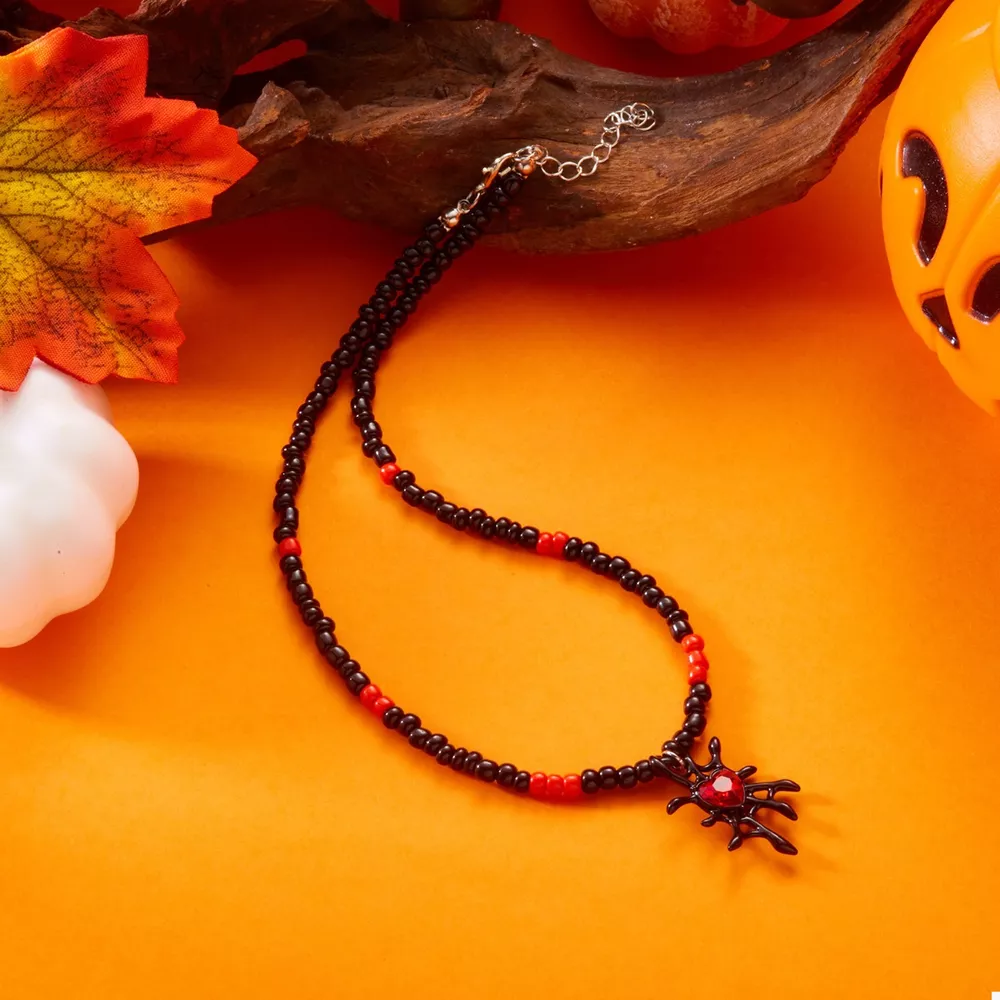 Halloween Spider Web Beaded Necklace, image 3