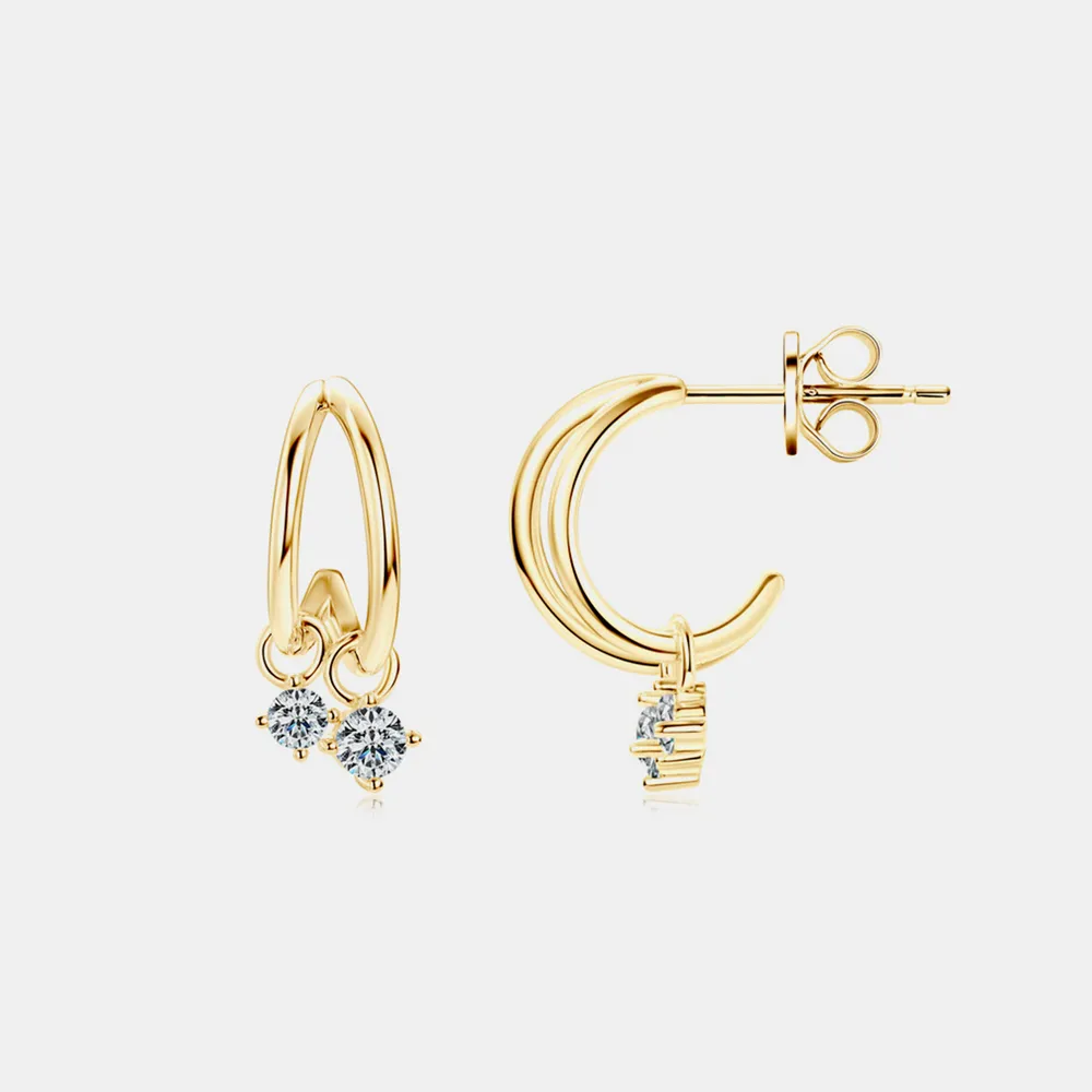 925 Sterling Silver Moissanite C-Hoop Earrings, image 10