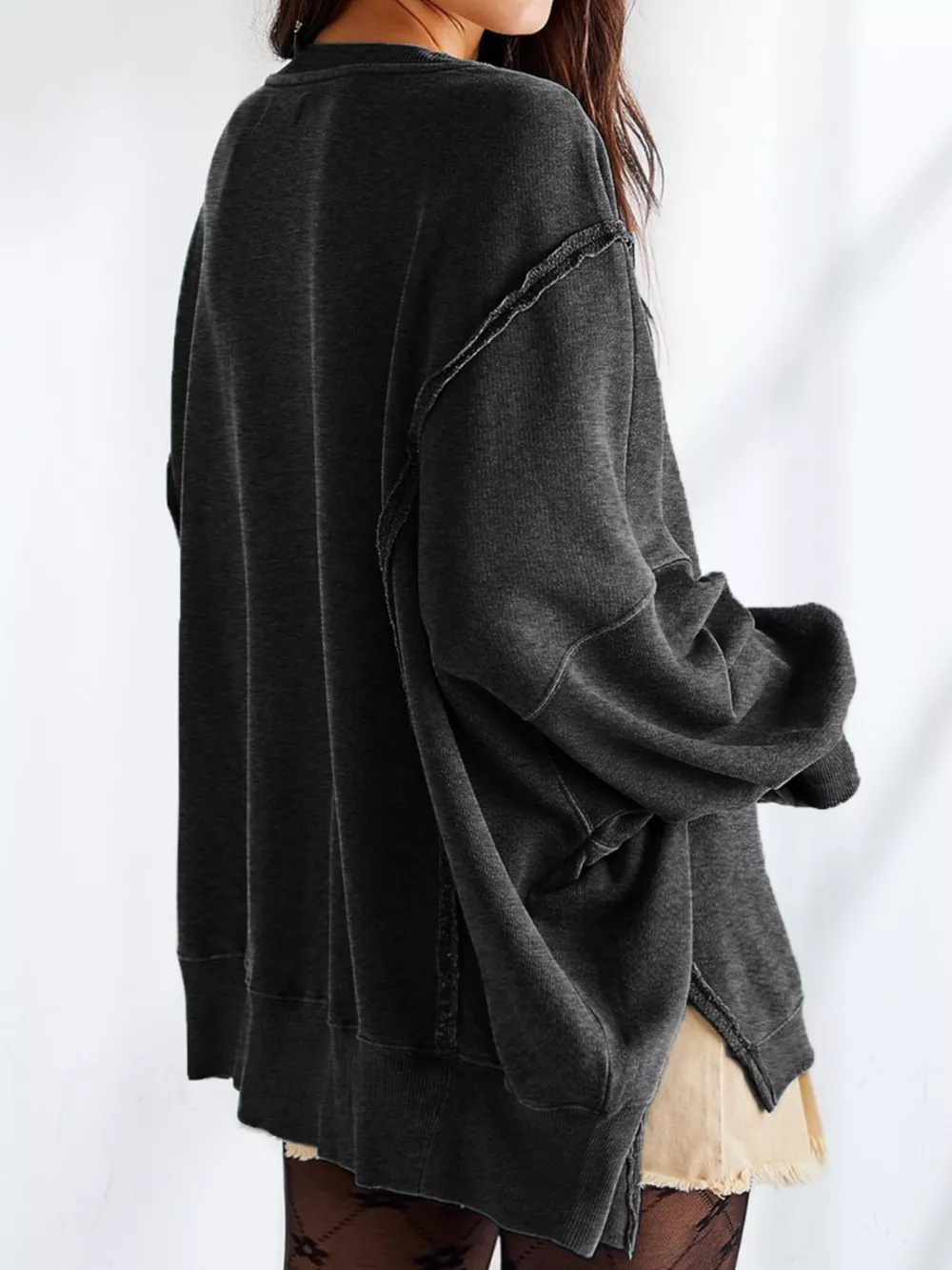 Oversized Relaxed Fit Crew Neck Sweatshirt, image 4