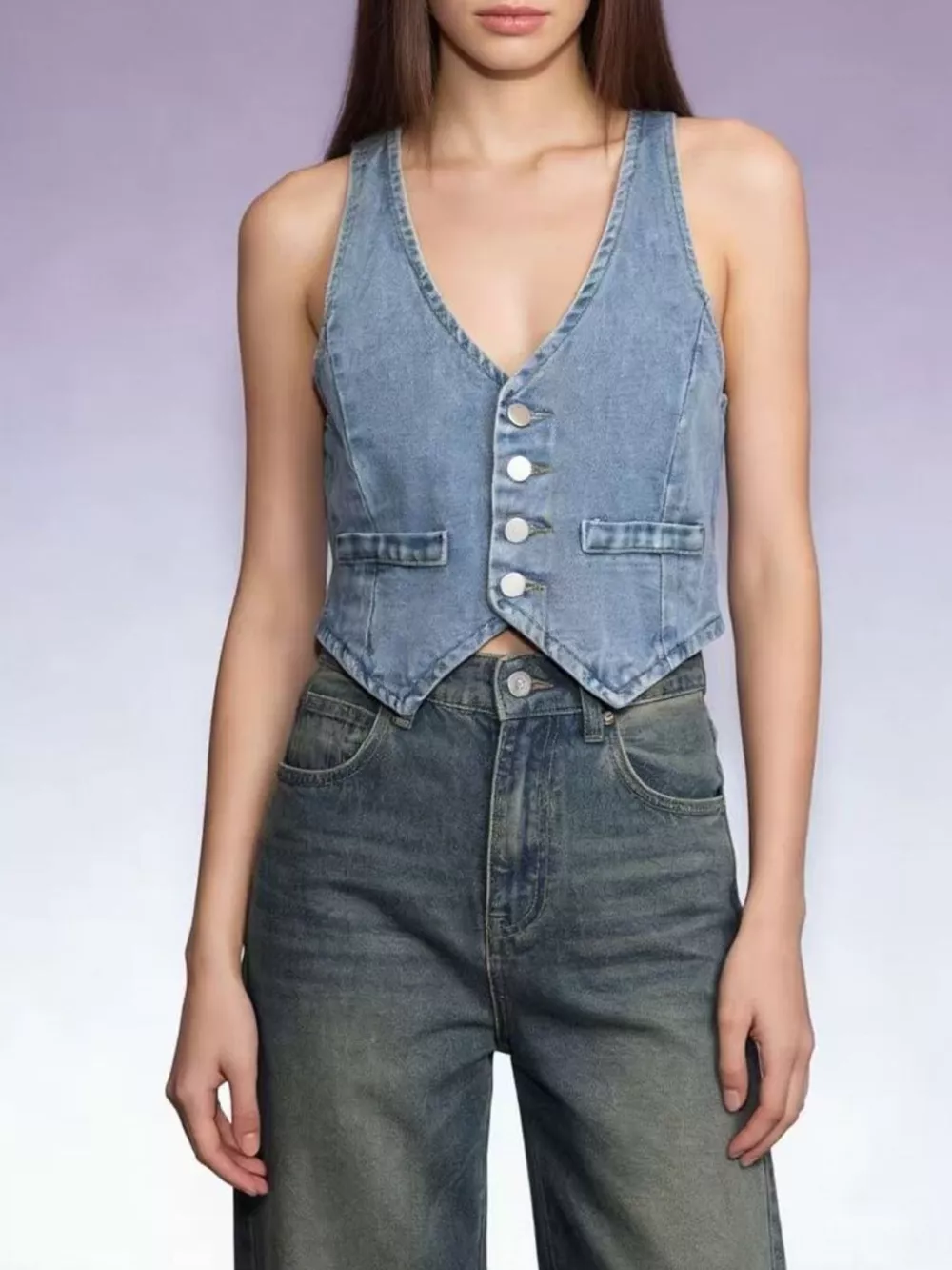 Button-Down Denim Vest, image 6