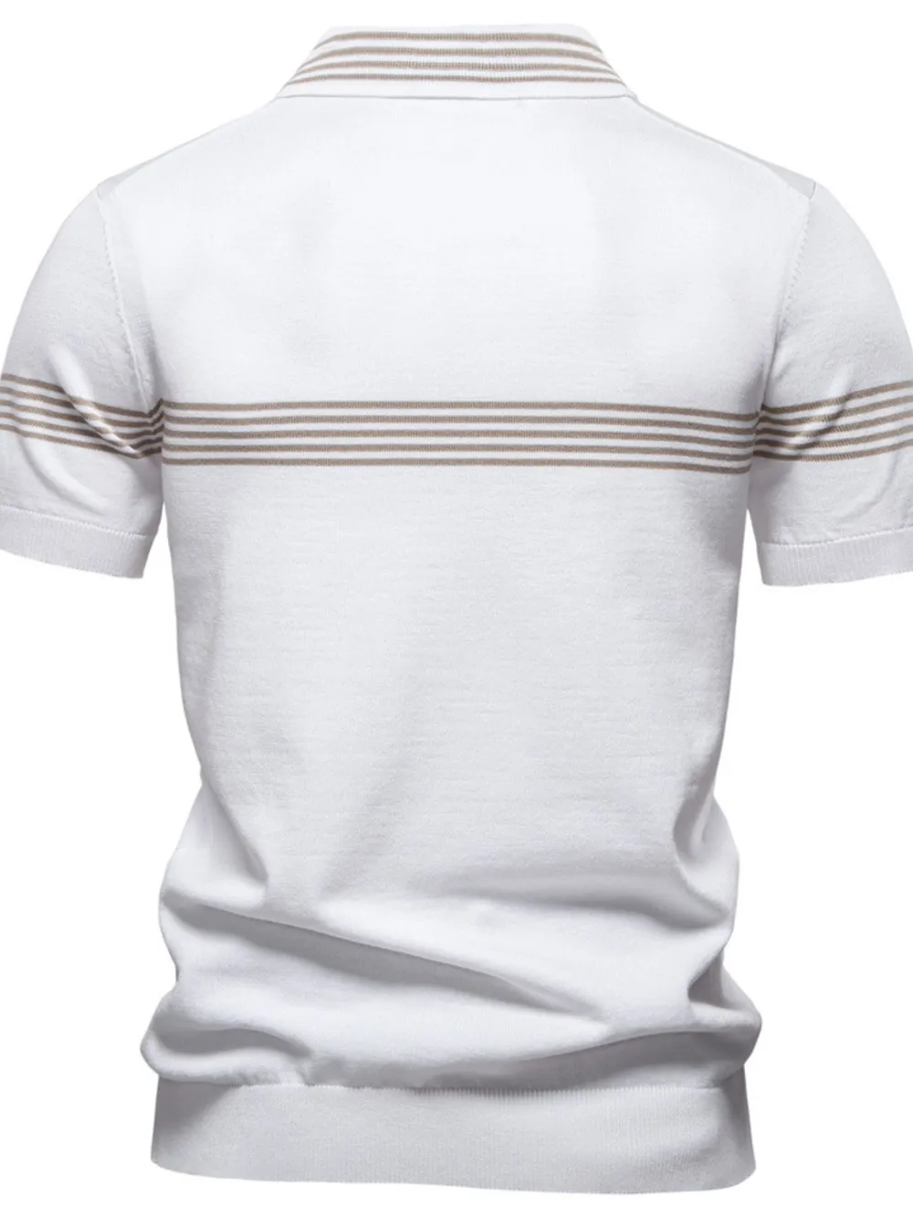 Men's Classic Striped Zip Collar Polo Shirt, image 3