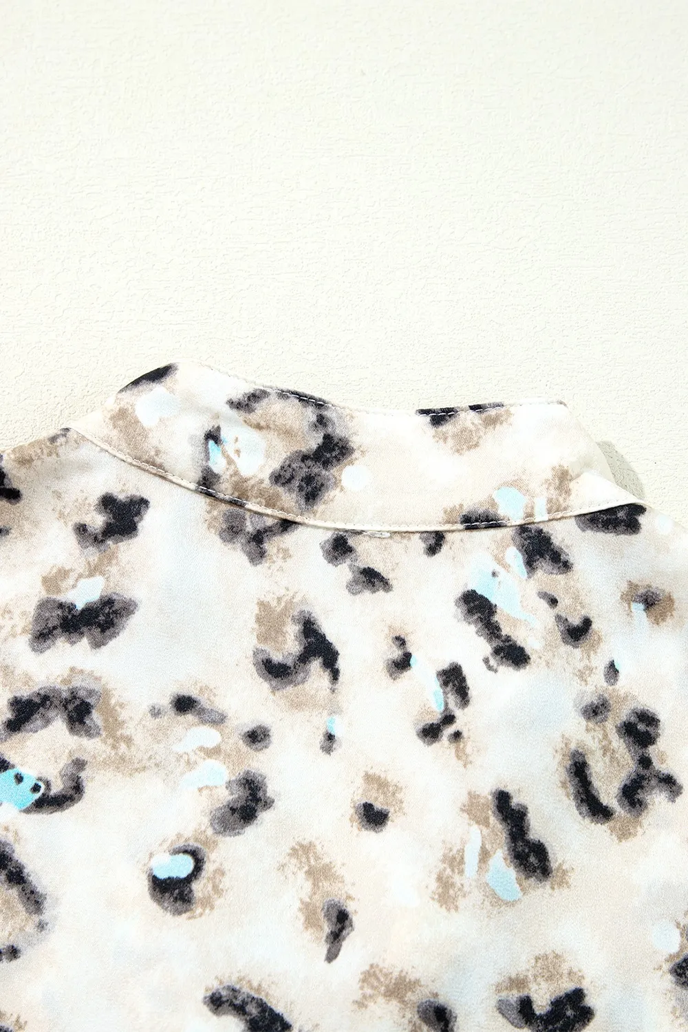 Leopard Print Buttoned Front 3/4 Sleeve Tiered Ruffled Hem Dress, image 18