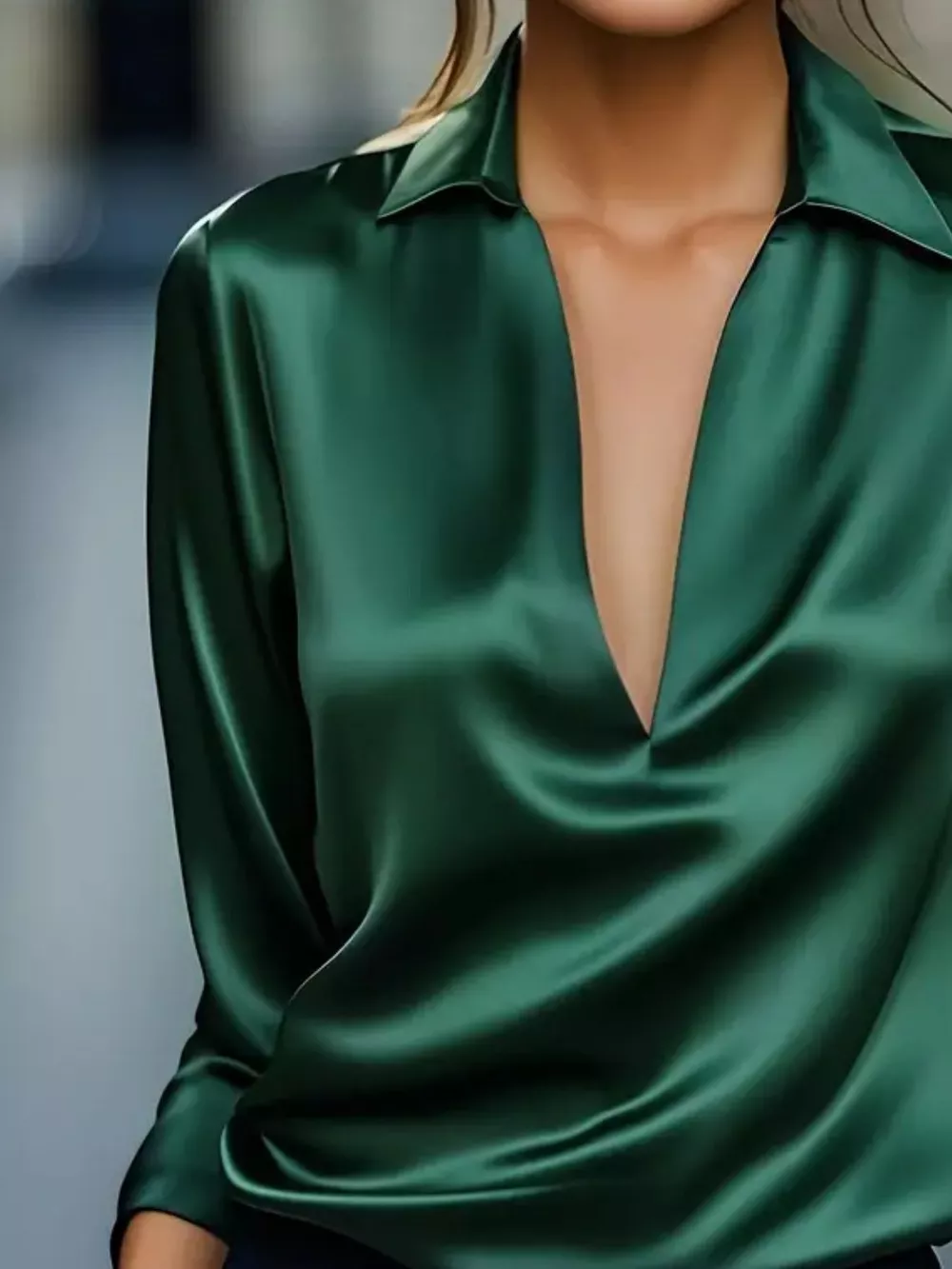 Elegant Deep V Long Sleeve Blouse, image 13