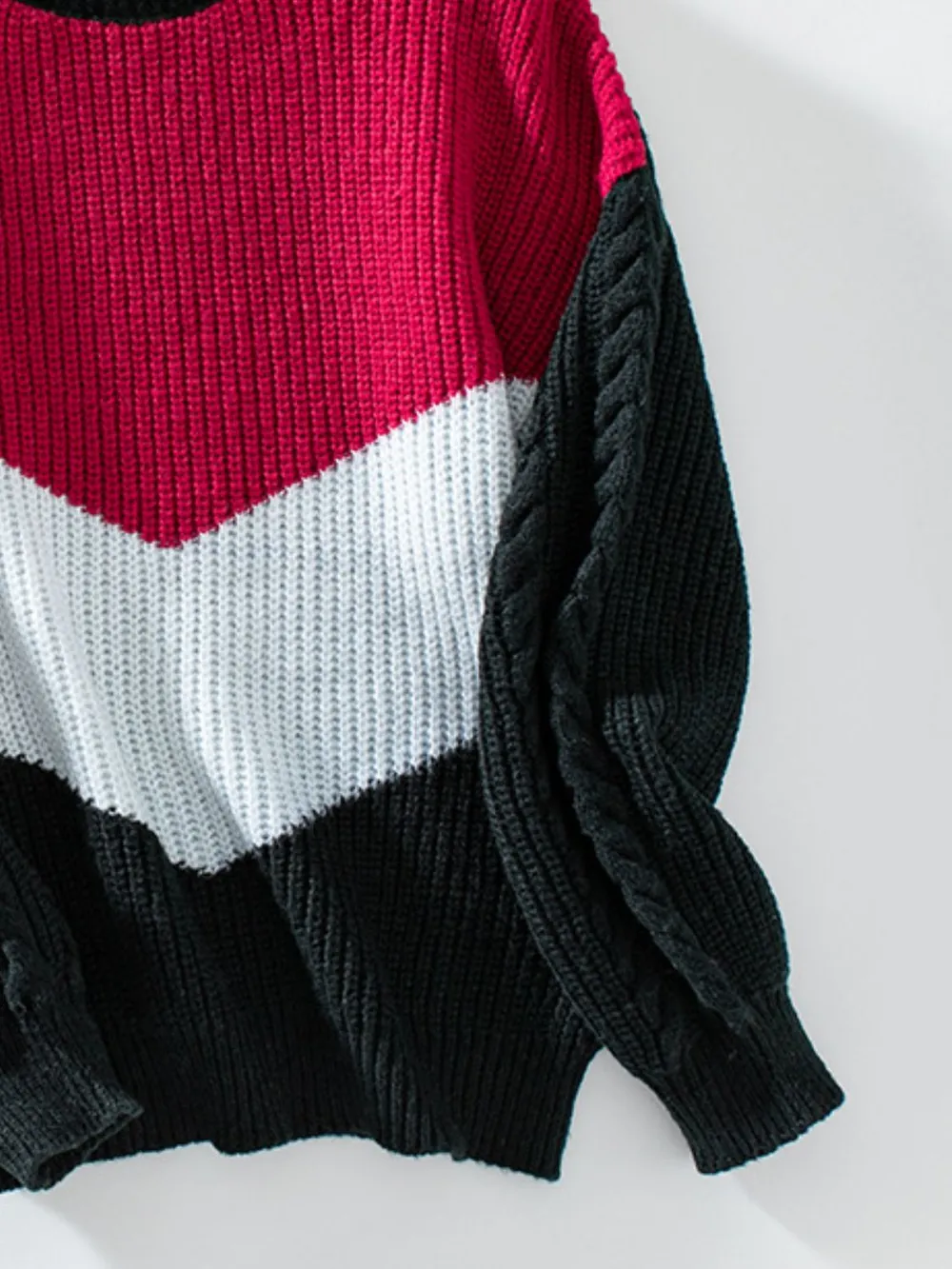 Contrast Round Neck Long Sleeve Sweater, image 11