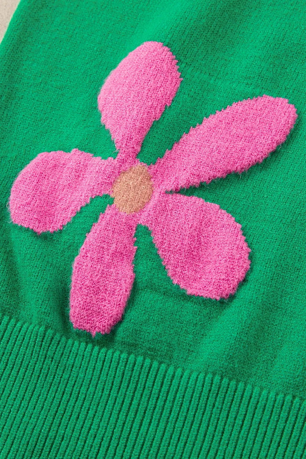 Flower Mock Neck Short Sleeve Sweater, image 5
