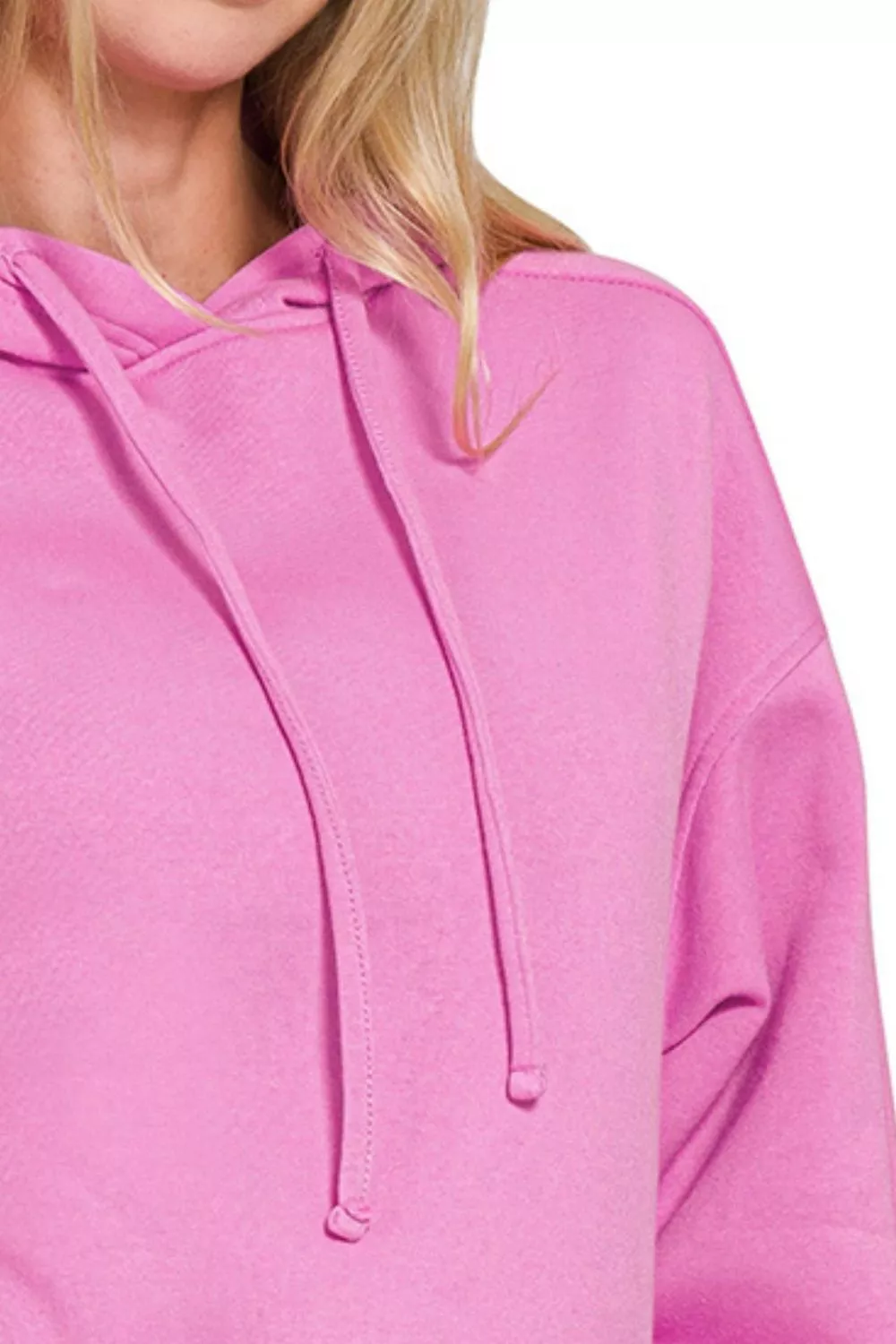 Drawstring Relaxed Fit Fleece Hoodie, image 3