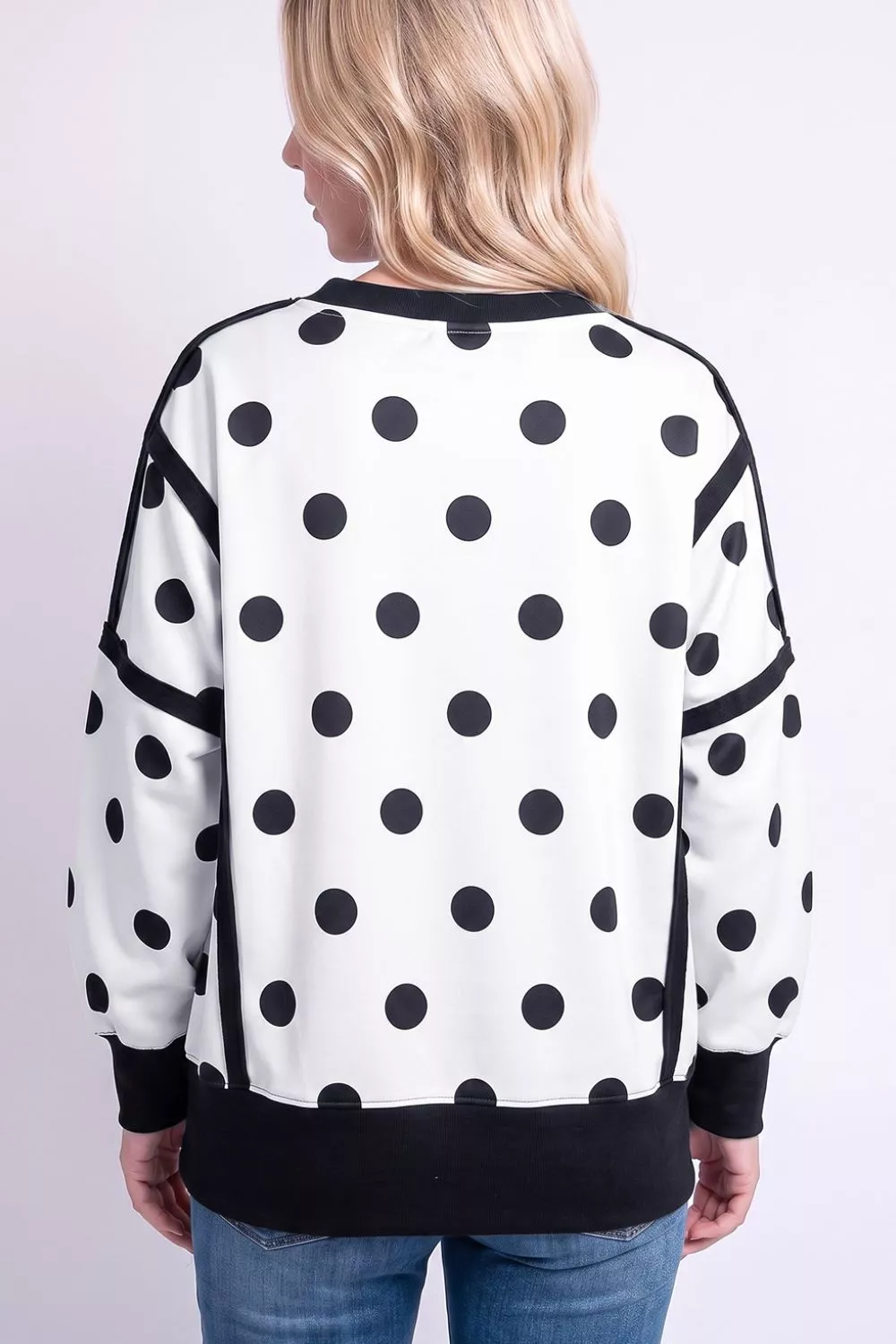Polka Dot Crew Neck Sweatshirt, image 6