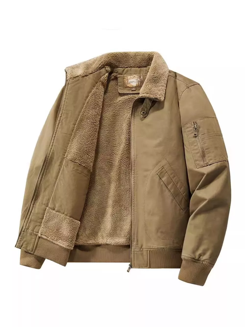 Men's Plus Size Zip Up Sherpa Lined Jacket, image 4