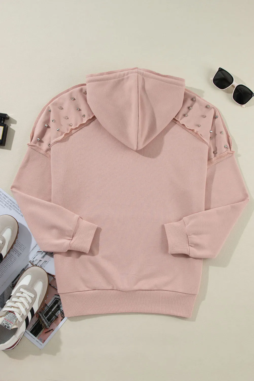Rivet Drawstring Long Sleeve Hoodie, image 13