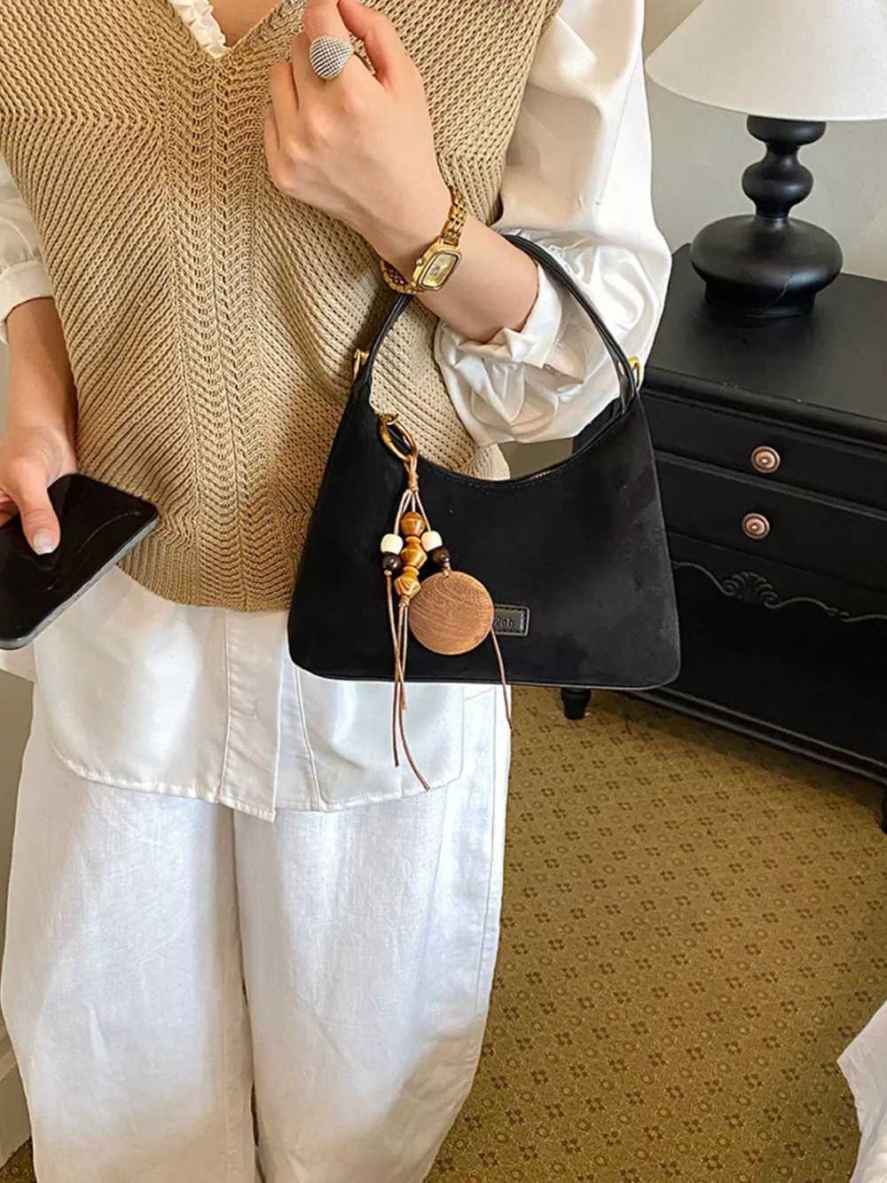 Lightweight Solid Color Handbag, image 2