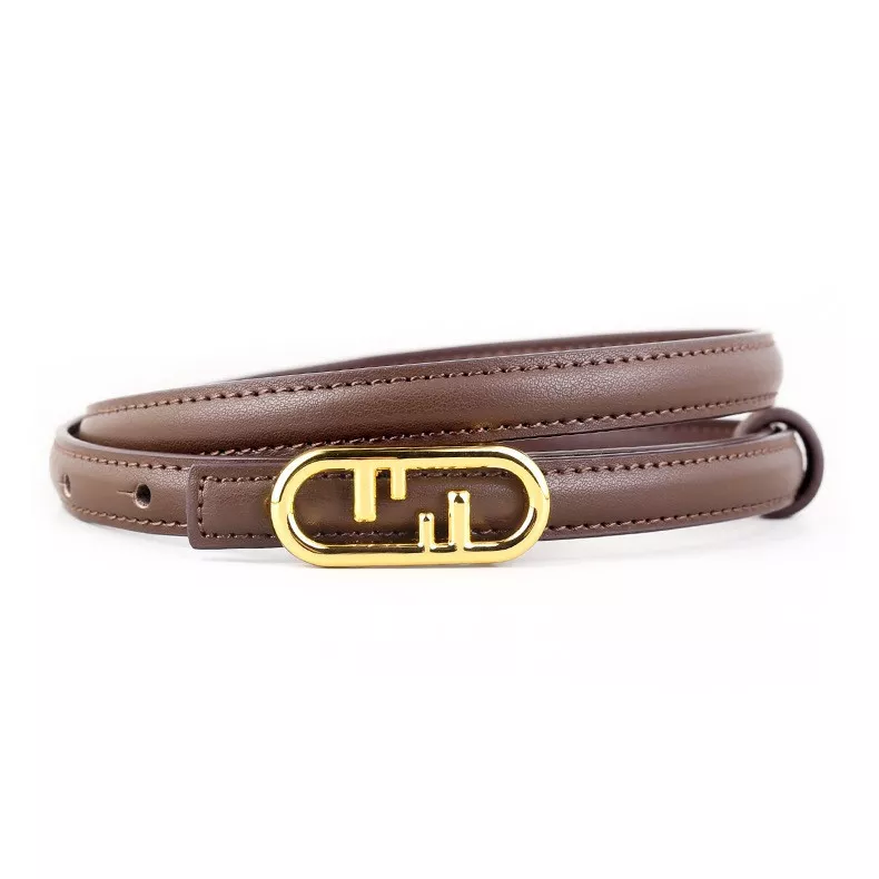 Buckle Leather Skinny Belt, image 5
