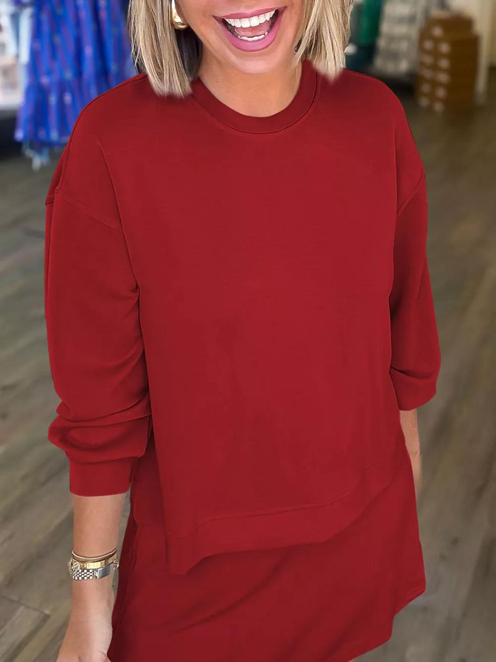 Casual Solid Color Sweatshirt and Skirt Set, image 2
