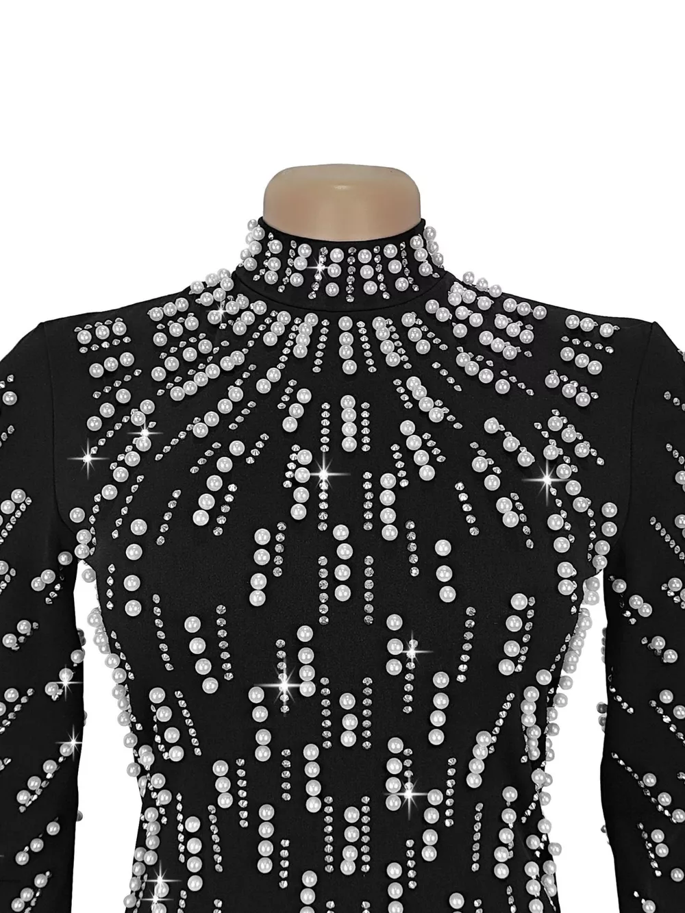 Pearl Detail Mock Neck Maxi Dress, image 8