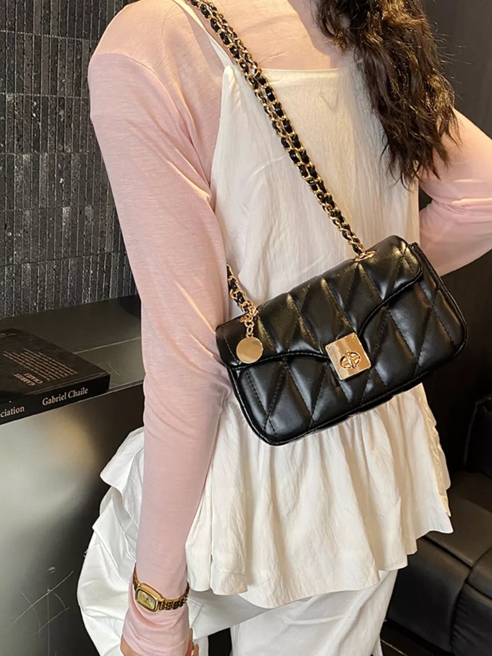 Quilted Chain Shoulder Bag, image 2