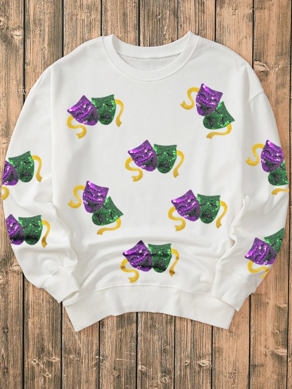 Sequin Round Neck Long Sleeve Sweatshirt, image 3
