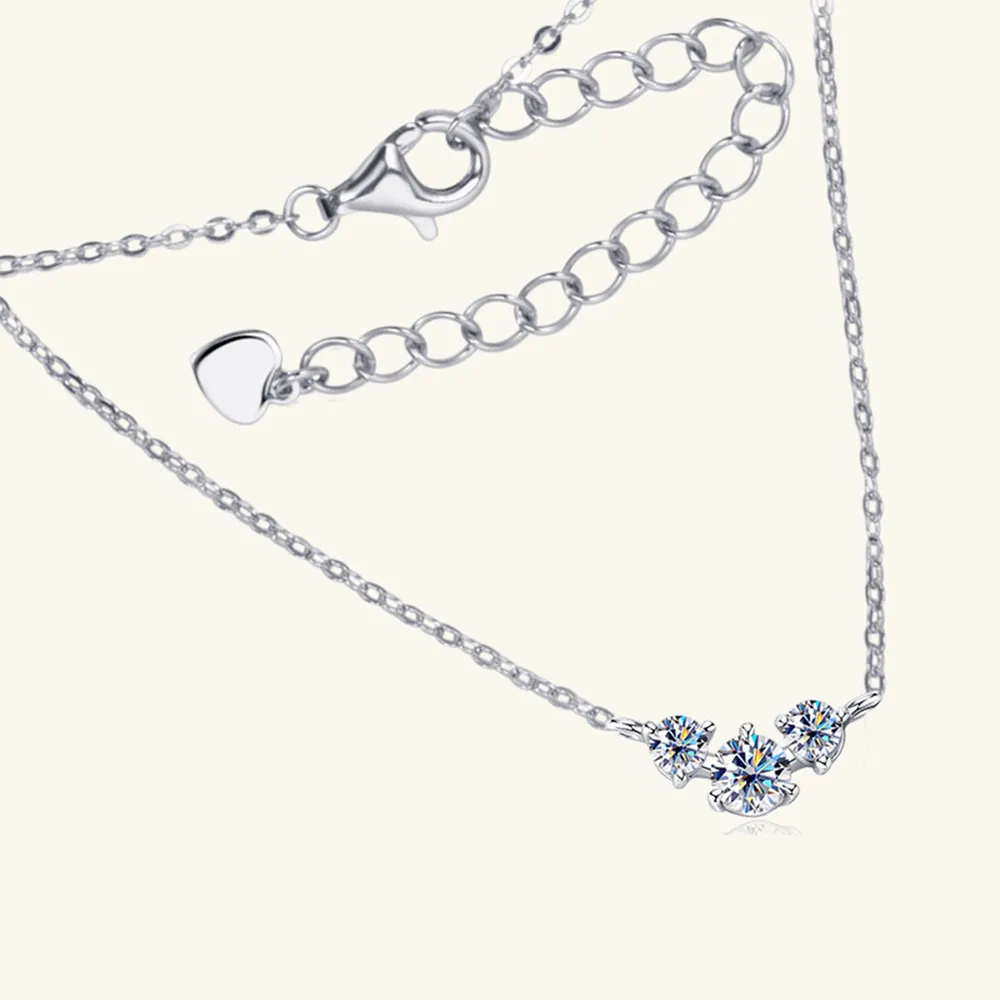 925 Sterling Silver Inlaid Moissanite Necklace, image 5