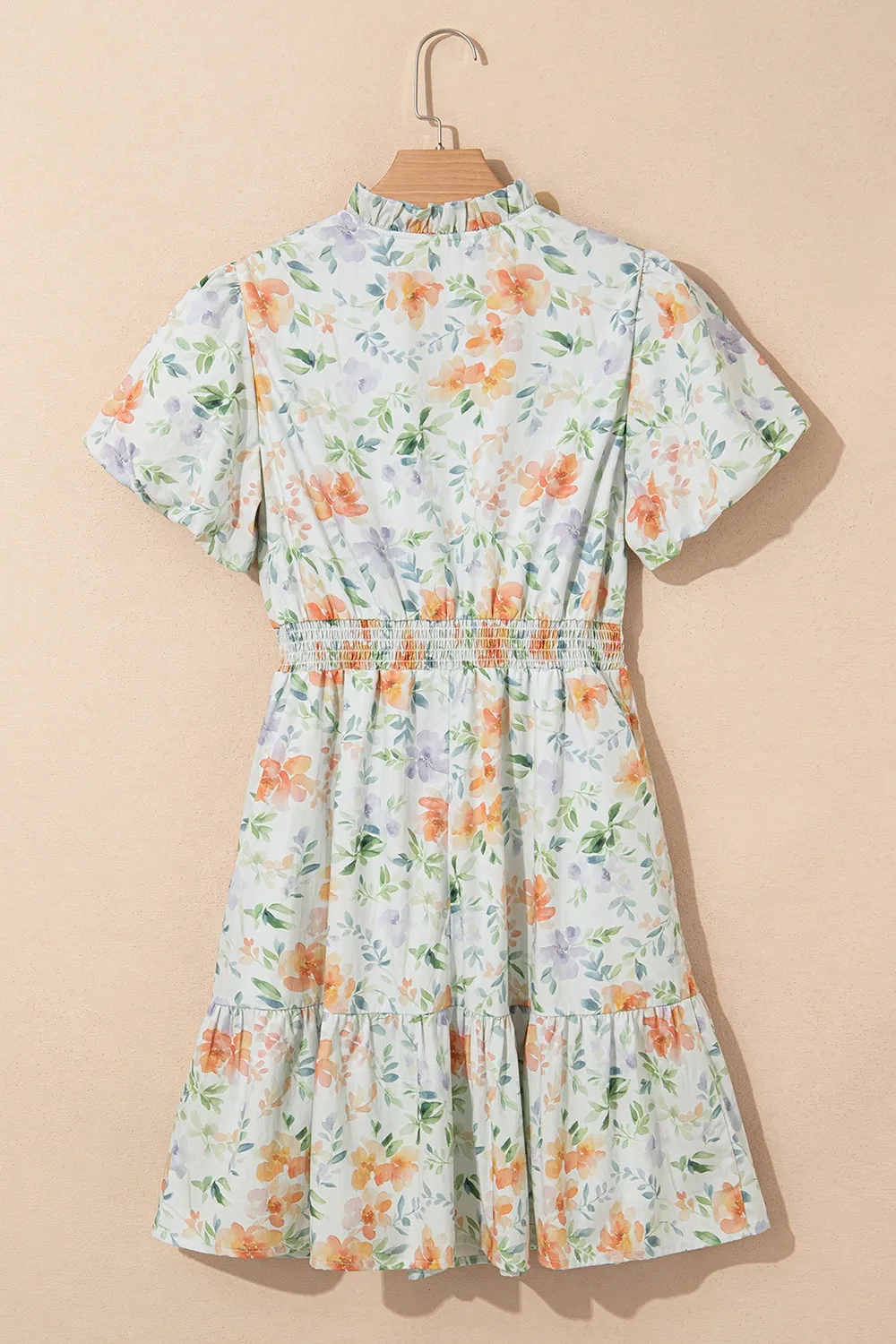 Frill Notched Puff Sleeve Dress, image 5