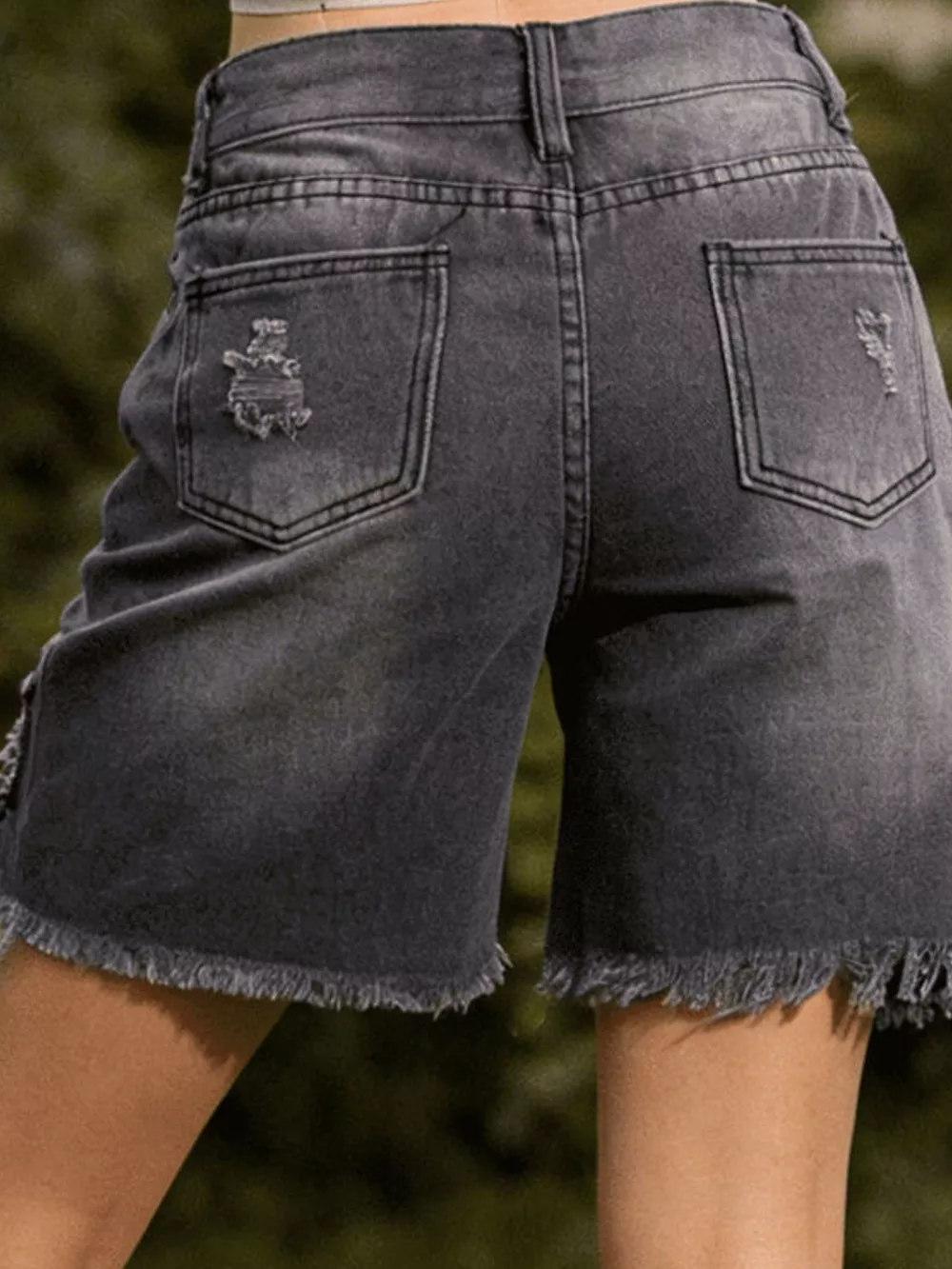 Full Size Ripped Frayed Hem Denim Shorts Plus Size, image 15