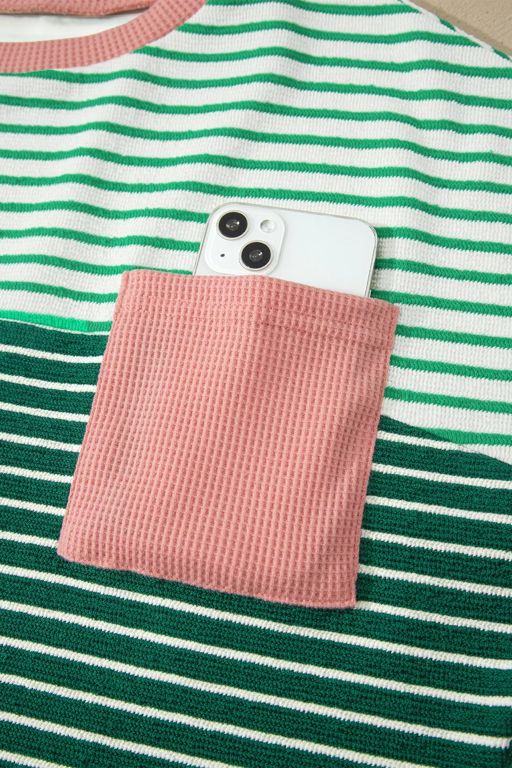 Stripe Contrast Print Color Block Detail Relaxed Tee, image 6