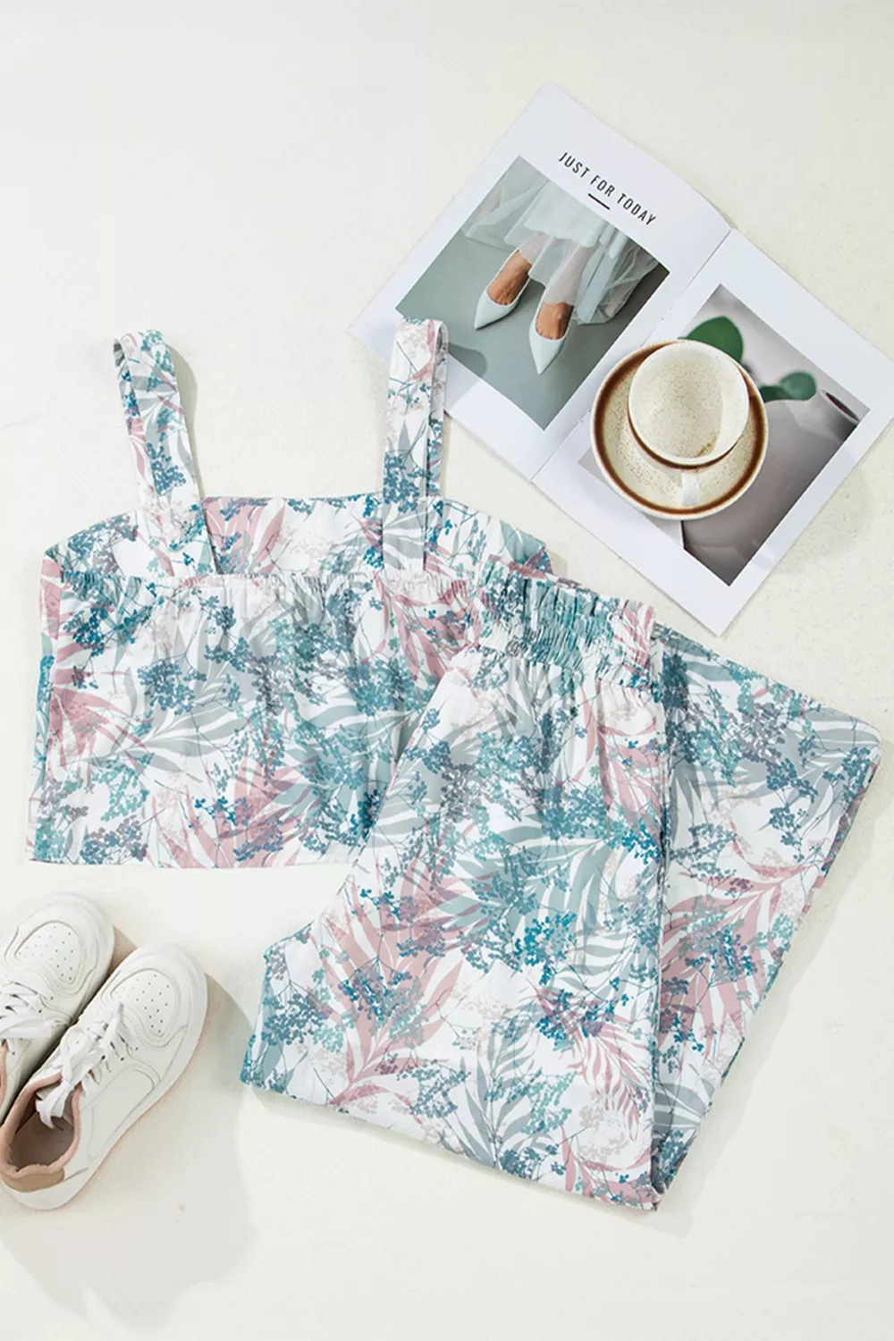 Floral Print Sleeveless Top and Wide Leg Pants Set, image 4