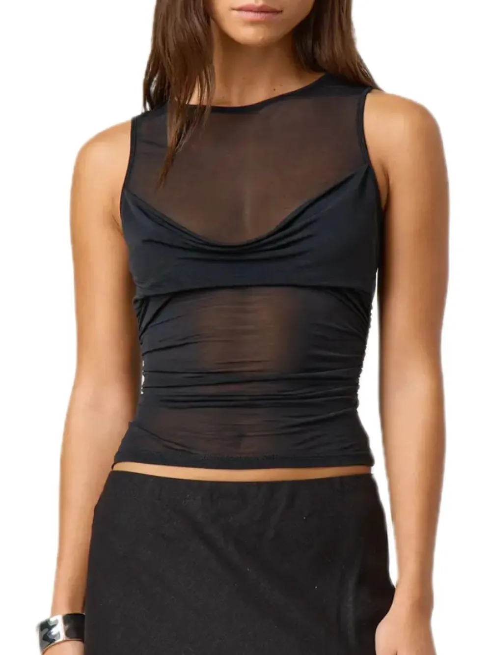 Ruched Round Neck Tank, image 3
