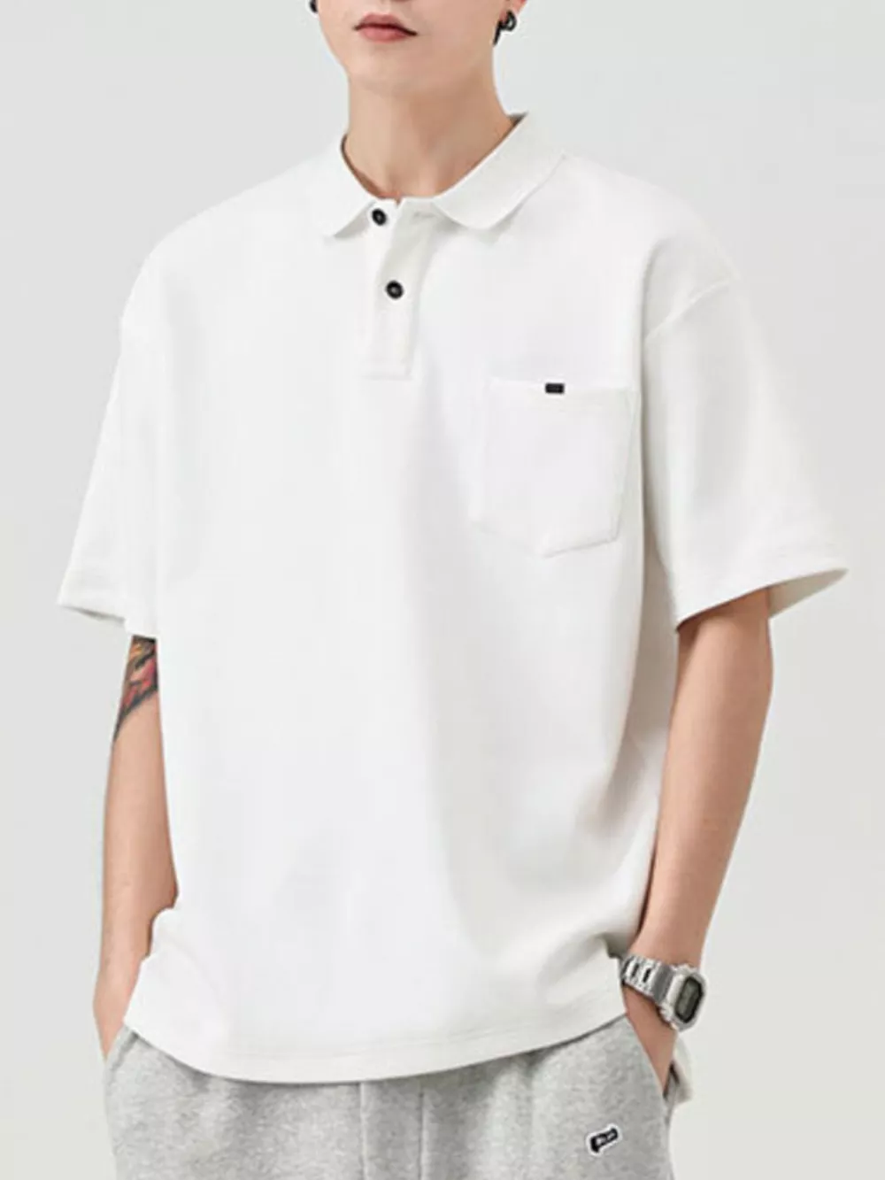 Men's Plus Size Casual Loose Fit Pocketed Polo, image 3