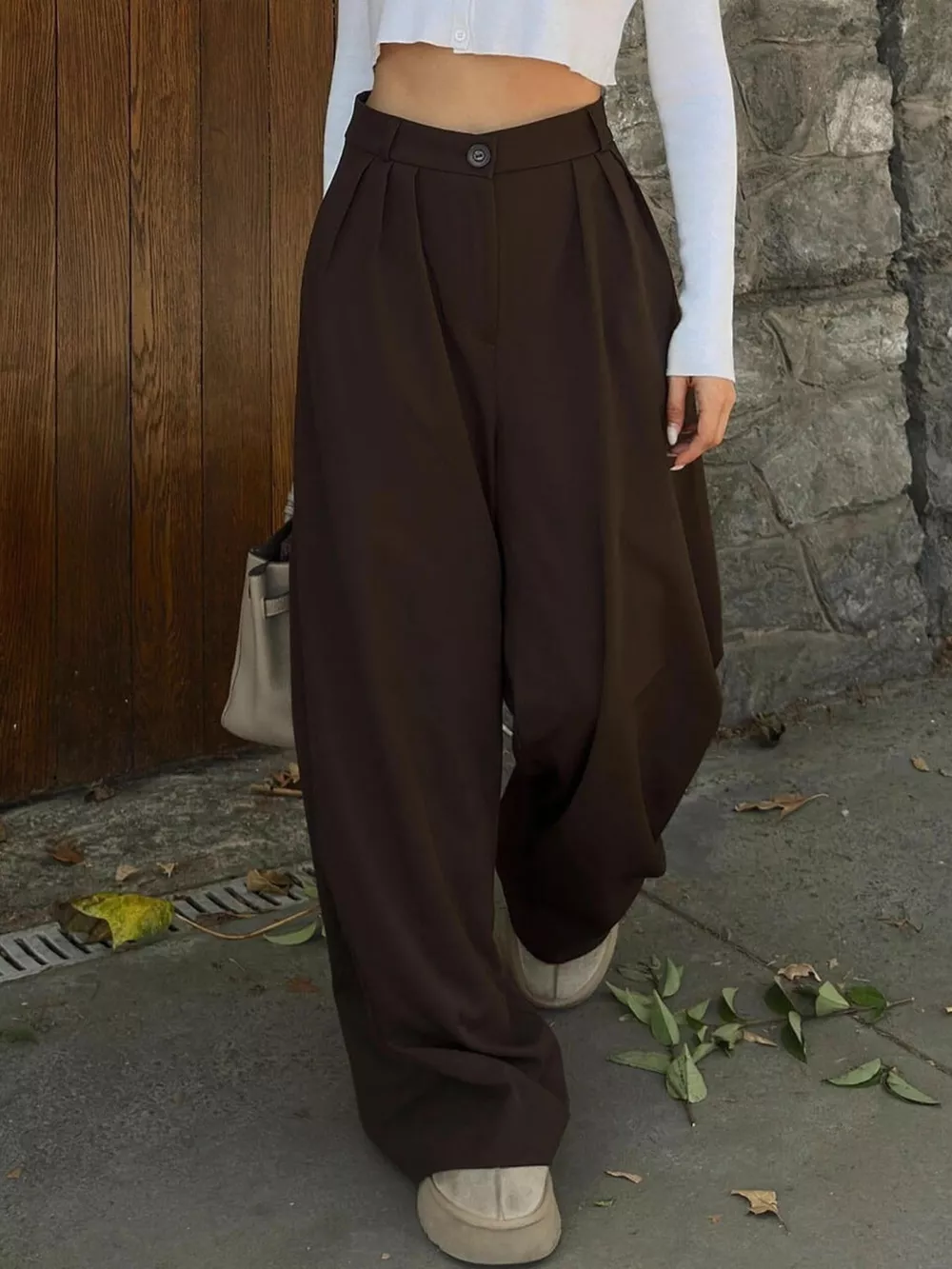 High-Waisted Pleated Wide-Leg Pants, image 10